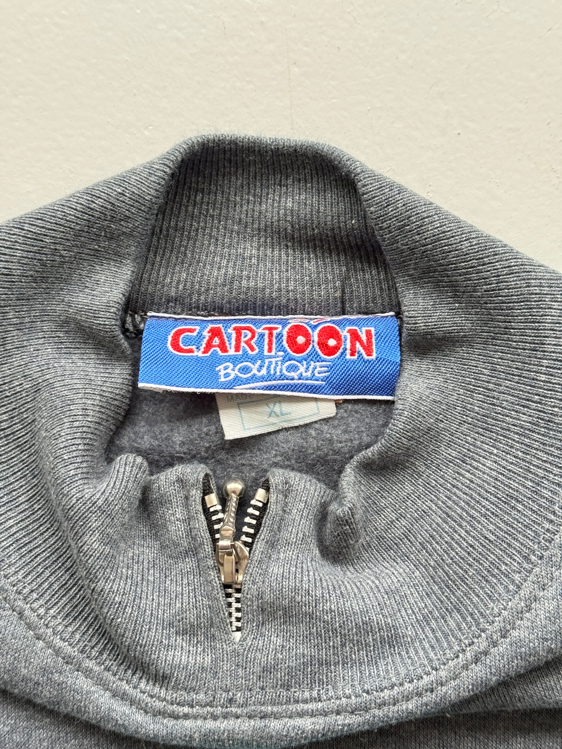 Grey French Cartoon 90's Vintage Graphic Sweatshirt Jumper - Large