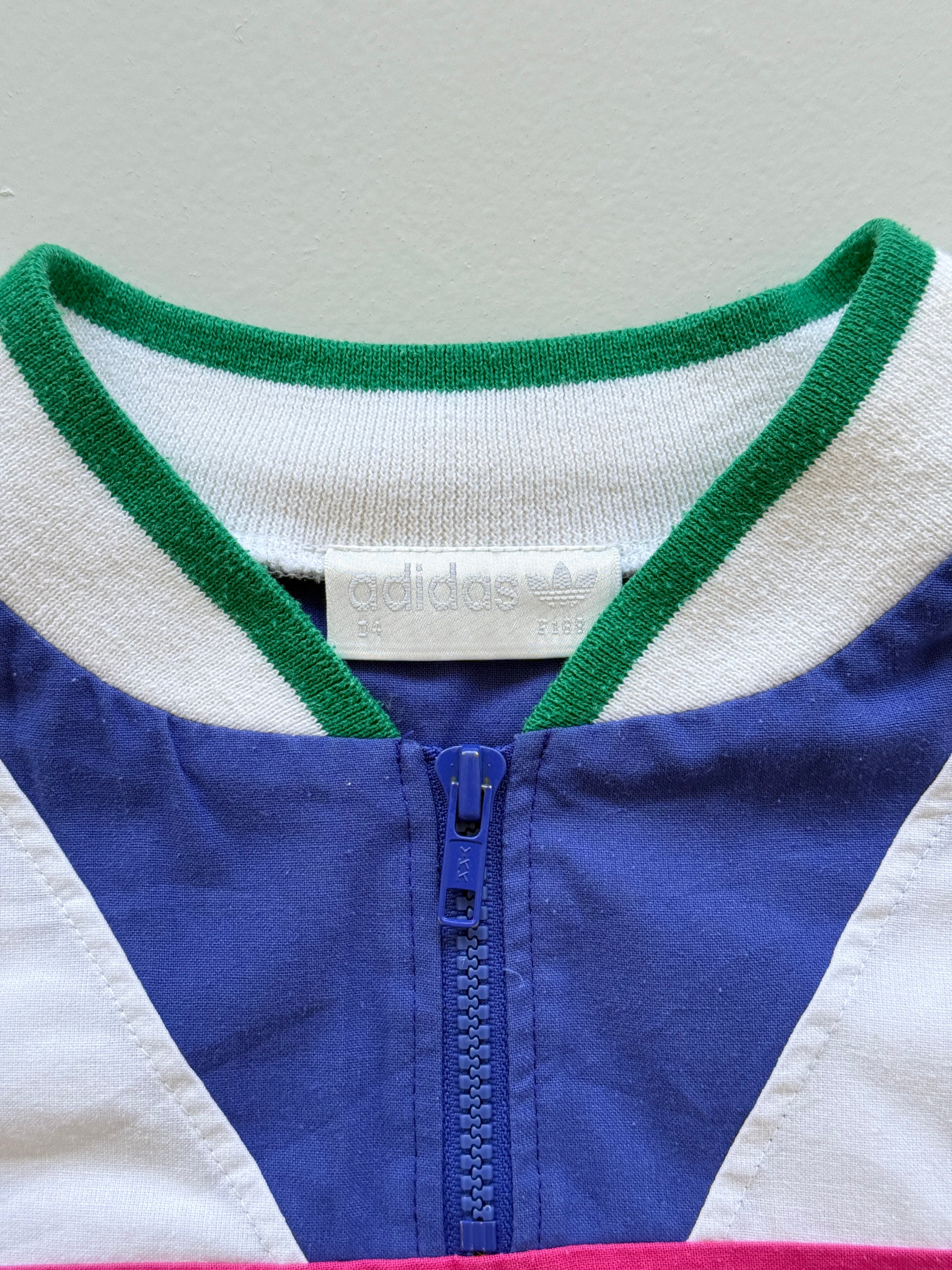 White Adidas 80's Vintage Graphic Tennis Pullover Windbreaker - Boxy Medium