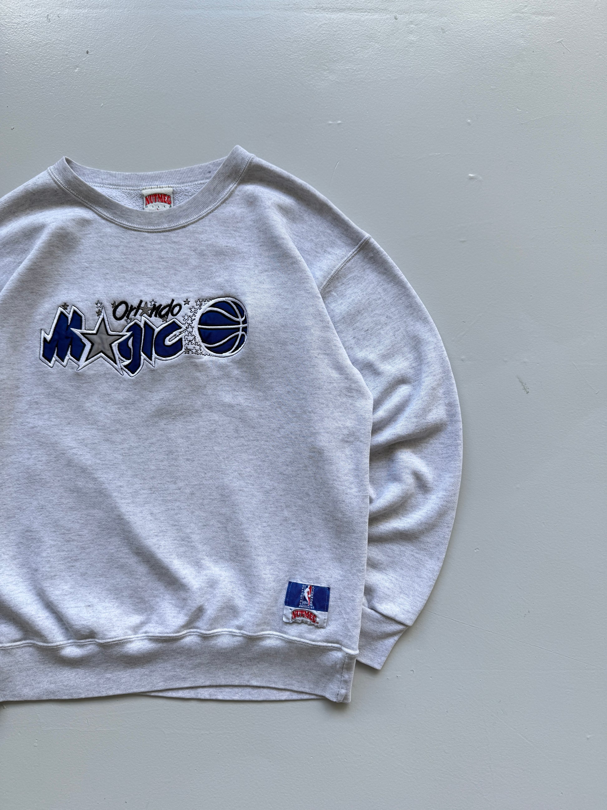 Grey Orlando Magic 90's Vintage Nutmeg Mills NBA Graphic Sweatshirt - Large