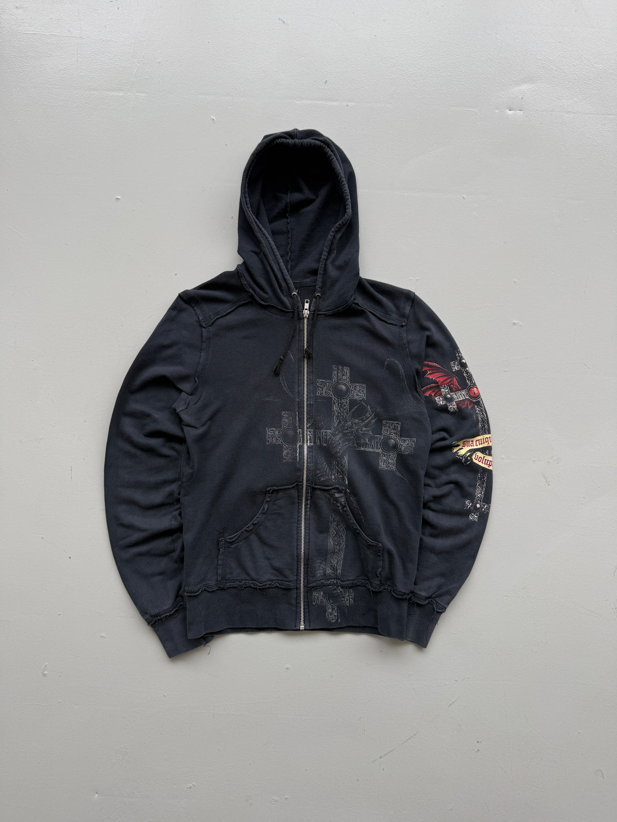 Alchemy England Dragon Cross Y2K Vintage Zip Hoodie