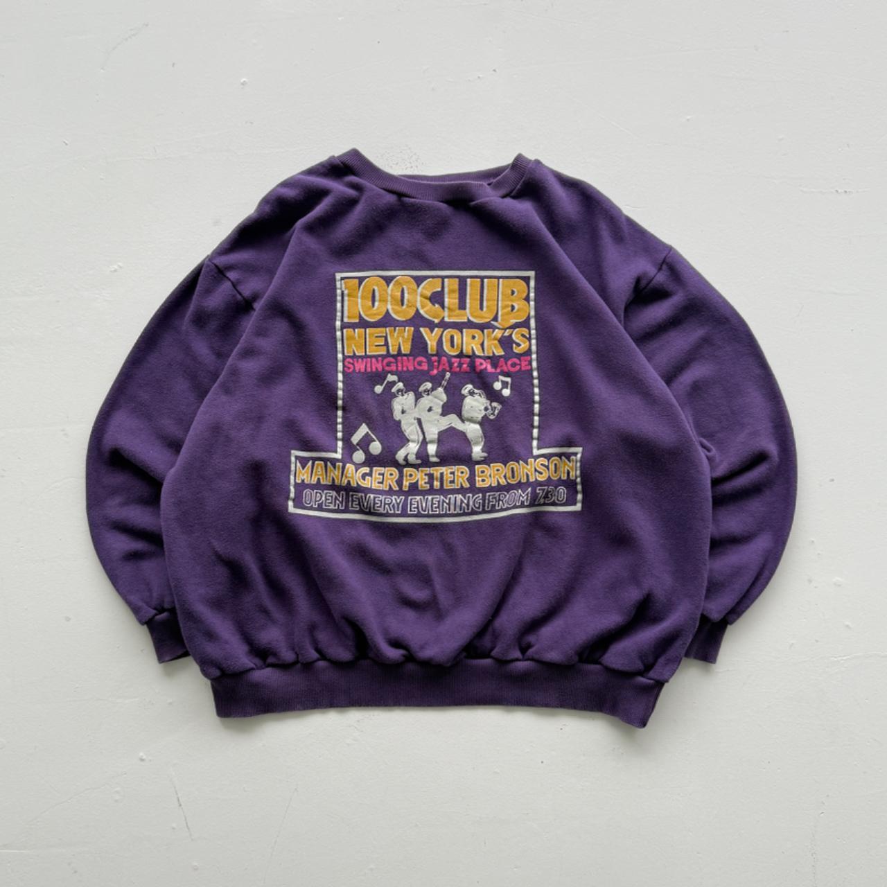 Purple 100 Club New York Jazz 80’s Vintage Graphic Sweatshirt - XL