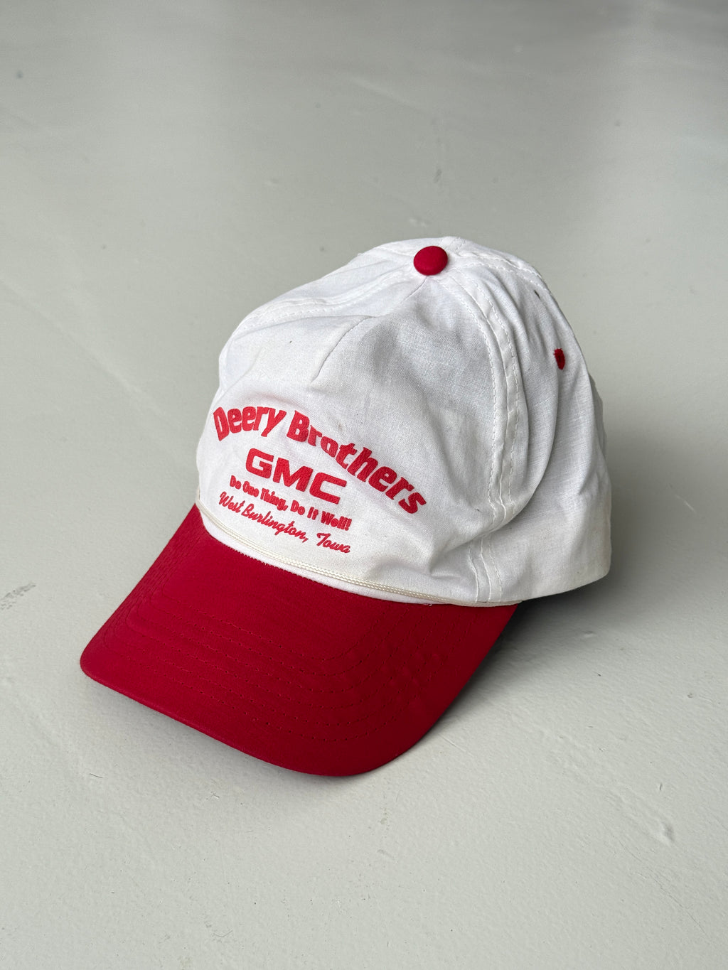 White Deery Brothers GMC Mechanics Vintage Cotton SnapBack Trucker Cap