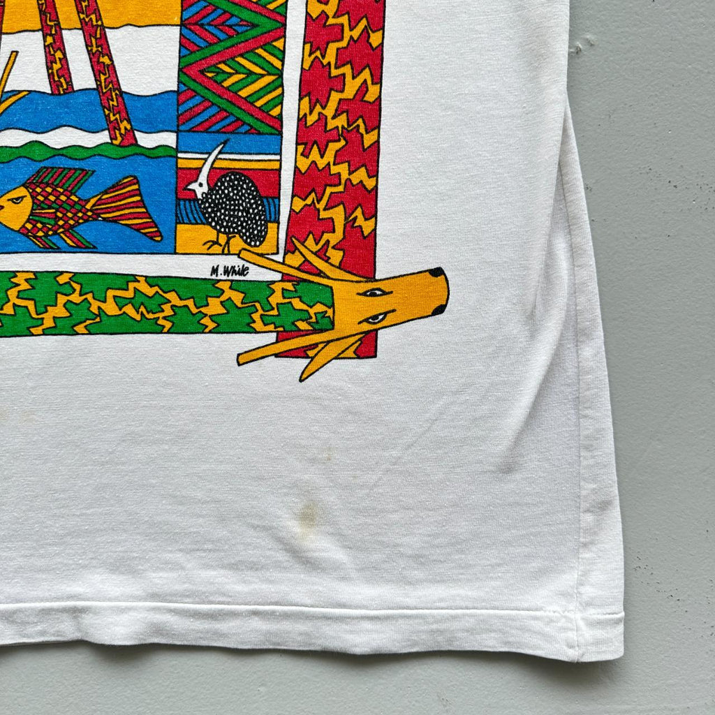 White Abstract Art Giraffe Vintage 90's T-shirt - Medium