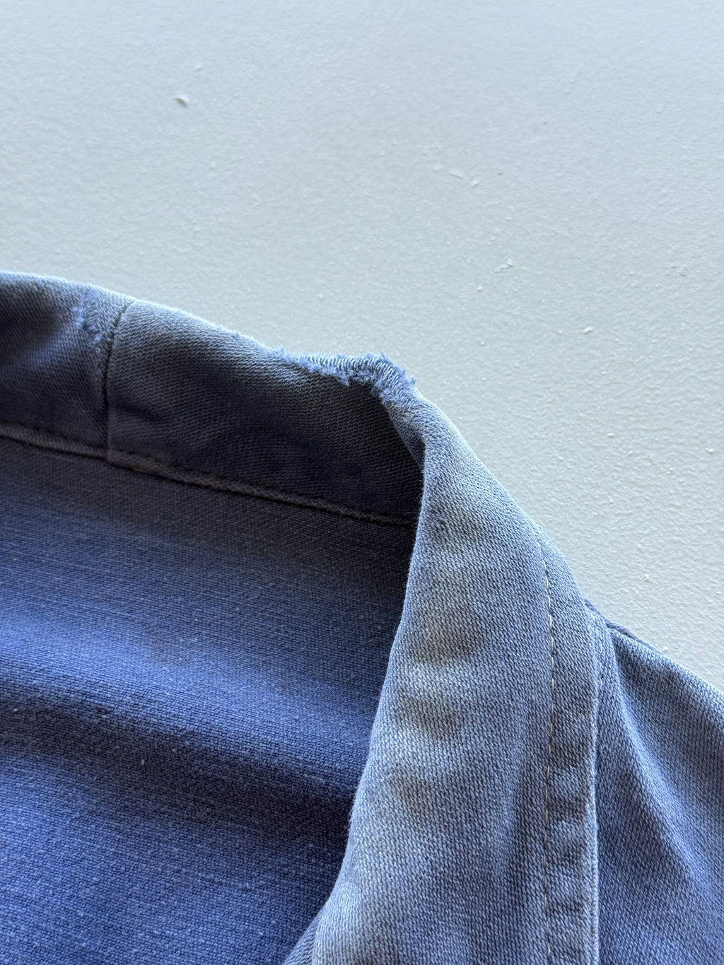 Blue French Chore Jacket 80's Vintage Thrashed Workwear - Medium
