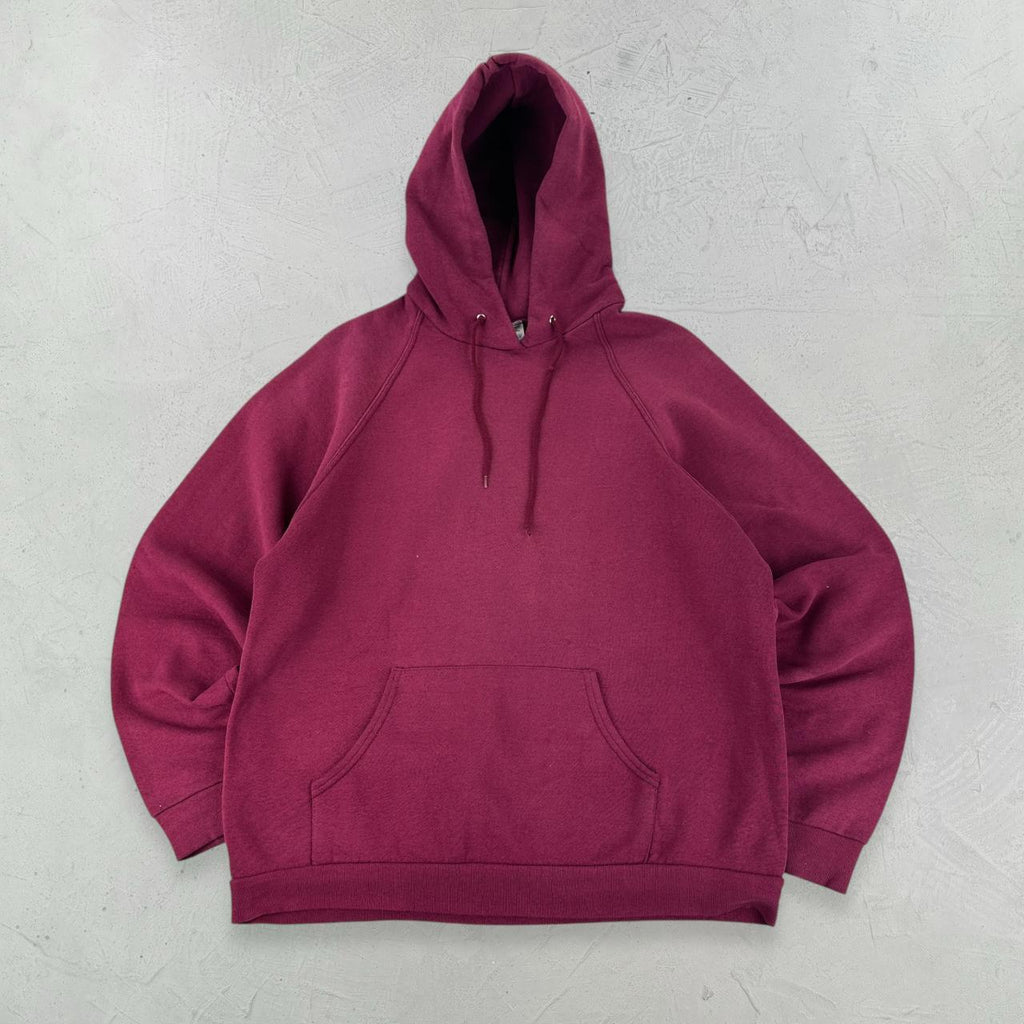 Fruit Of The Loom Burgundy Red Vintage Hoodie - Medium