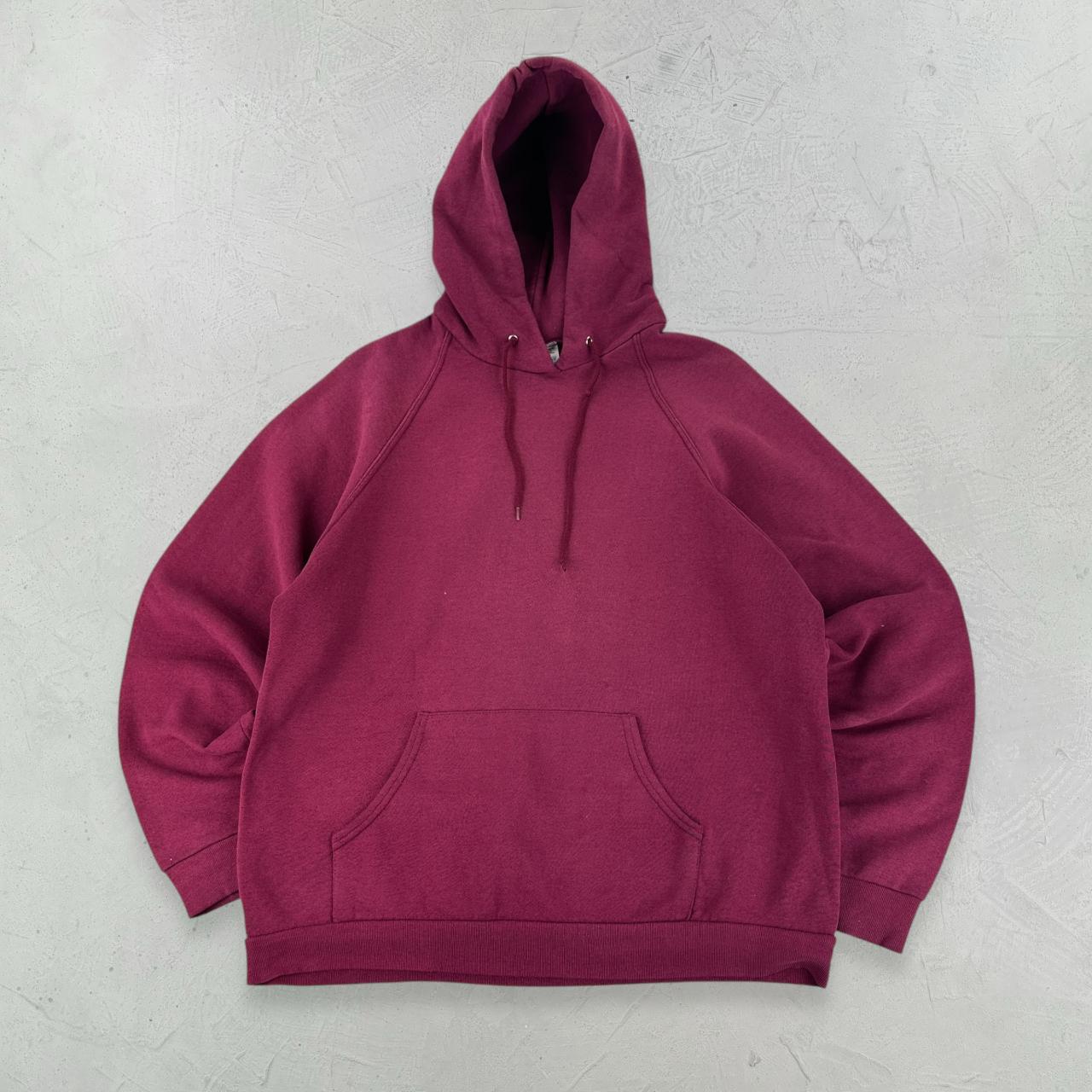 Fruit Of The Loom Burgundy Red Vintage Hoodie - Medium