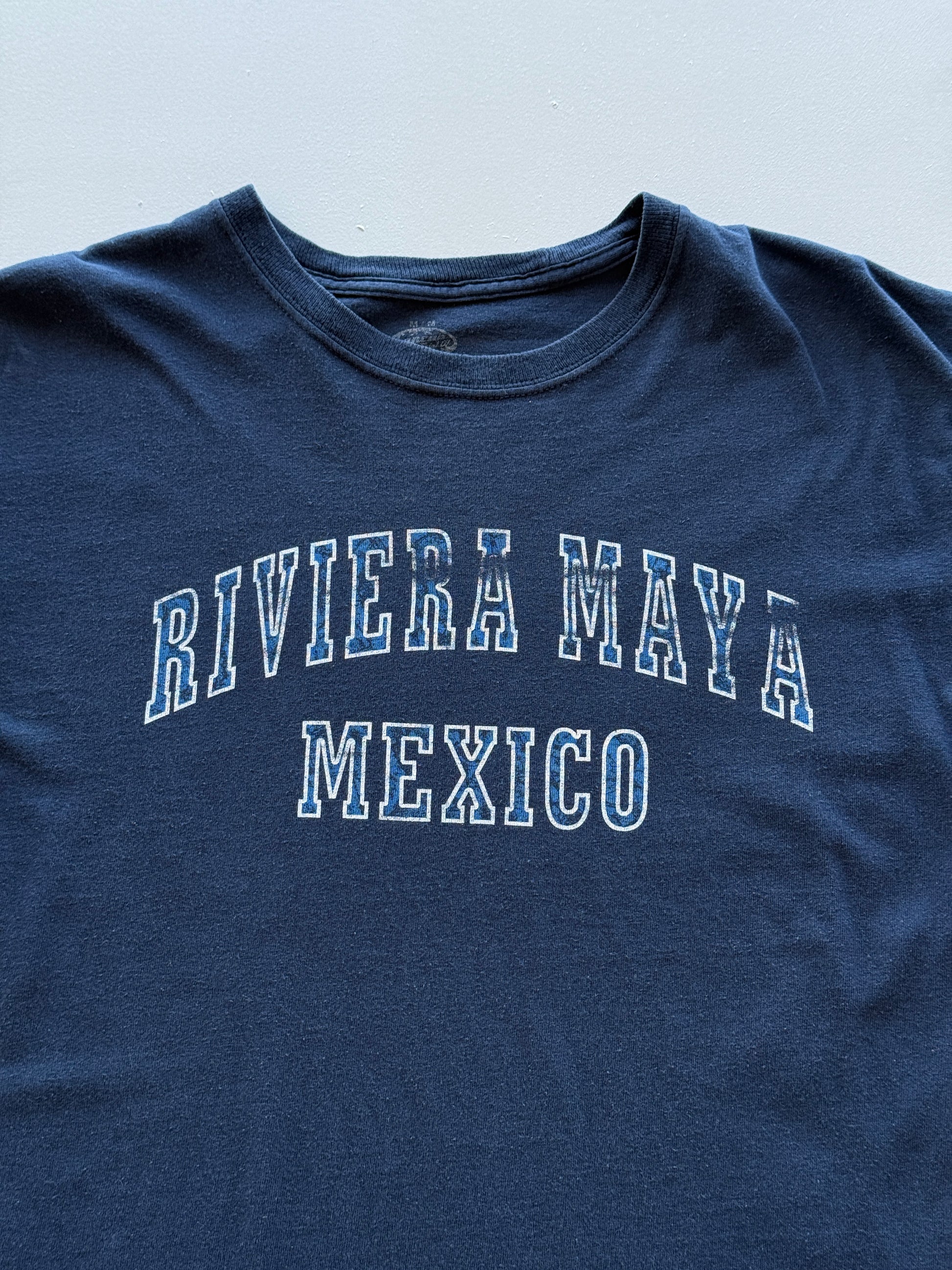 Navy Riviera Maya Mexico Vintage Graphic T-Shirt - Medium