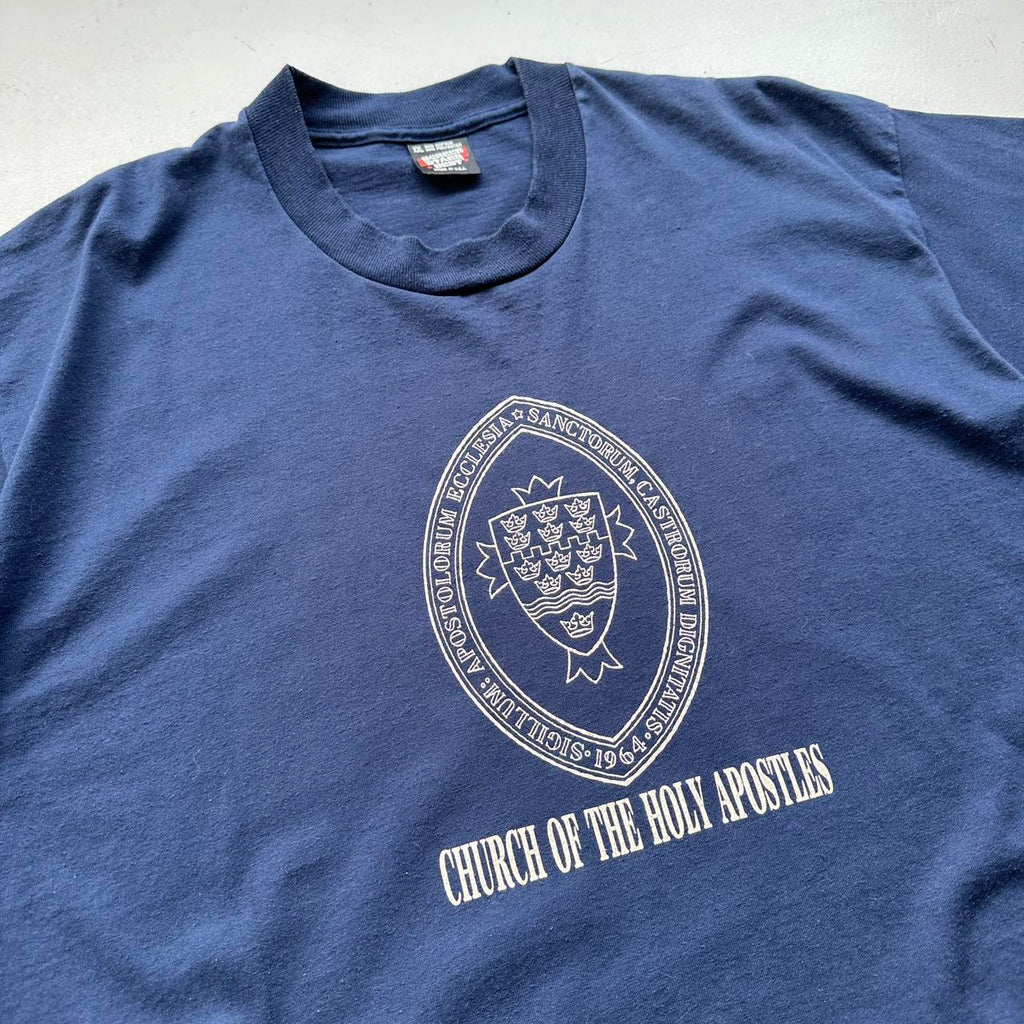 Navy Church Of Holy Apostiles 90s Vintage Boxy T-shirt - XL