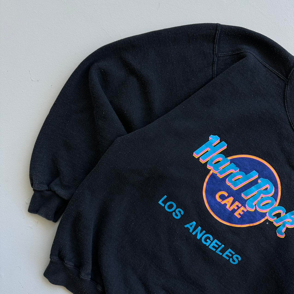 Faded Black Hard Rock Cafe 90s Vintage Sweatshirt - Small