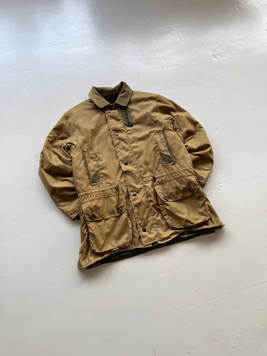 Khaki Beaver 90's Vintage Military Style Insulated Jacket - Large