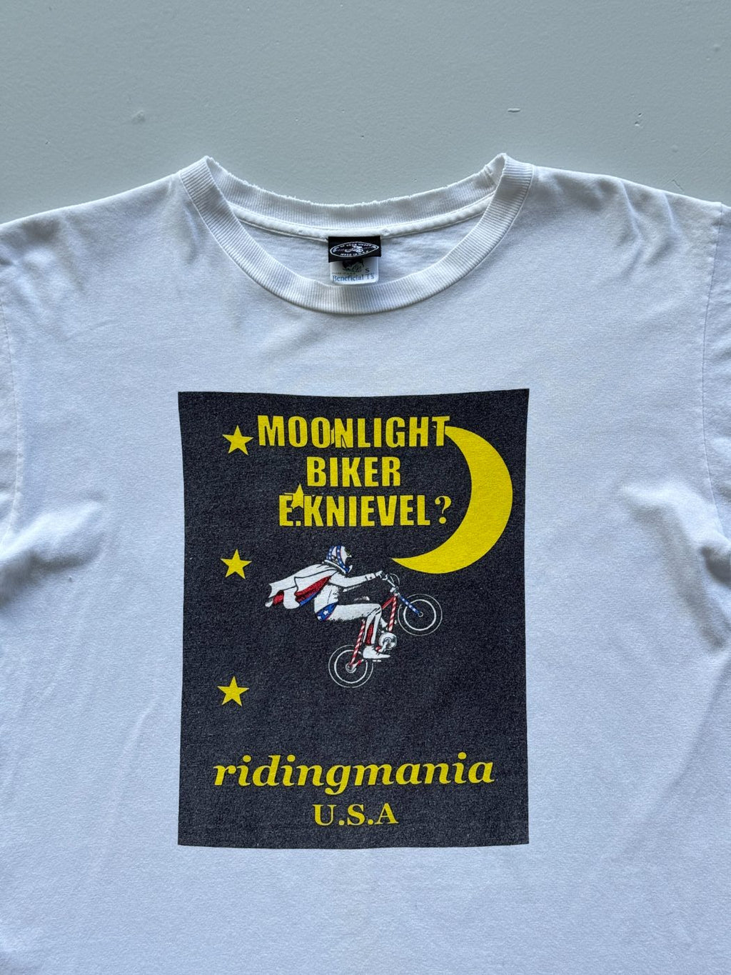 USA Evel Knievel 'Moonlight Biker' 90's Vintage Graphic T-Shirt - Small