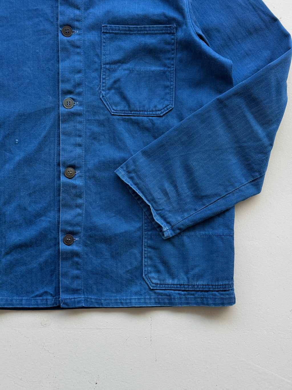 Herringbone Twill Blue French Workwear 70’s Vintage Chore Jacket CH025 - Medium