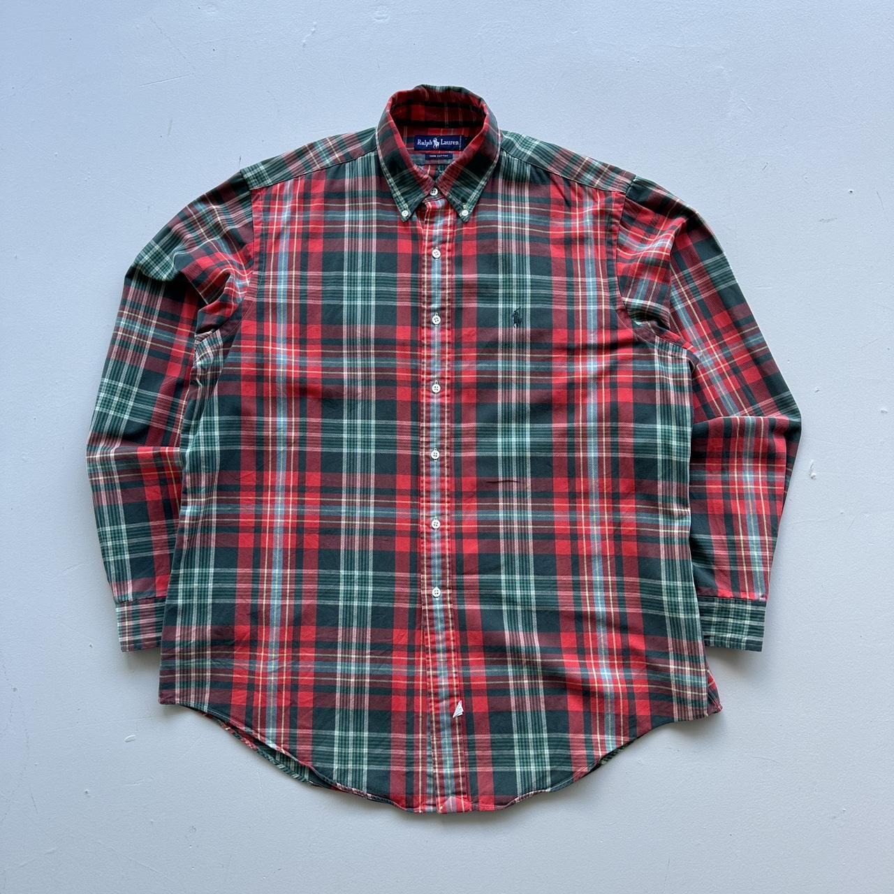 Ralph Lauren Polo Checkered Red/Green 90s Vintage Shirt - XL