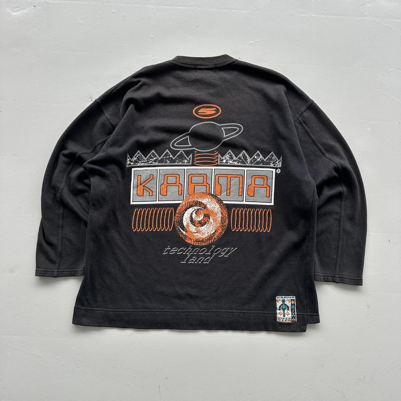 Faded Grey Karma Techno 90’s Vintage Graphic Sweatshirt - XL