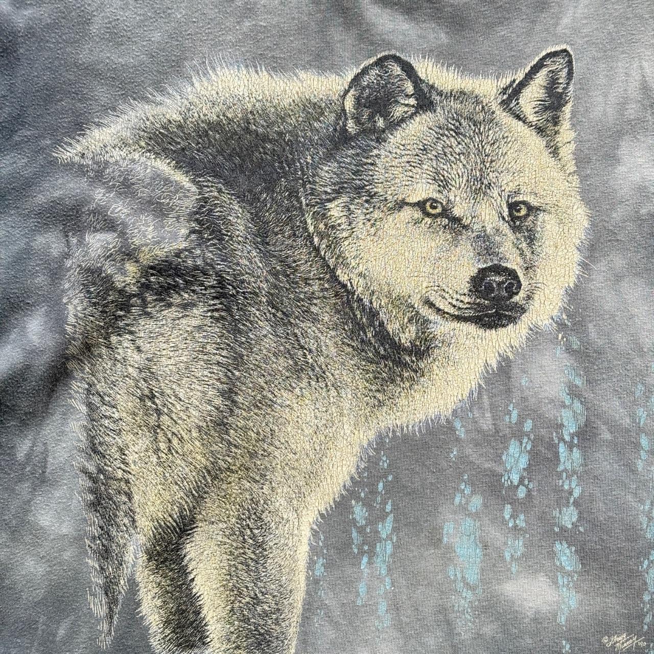 Faded Grey Wolf 90s Vintage Graphic T-Shirt - XL