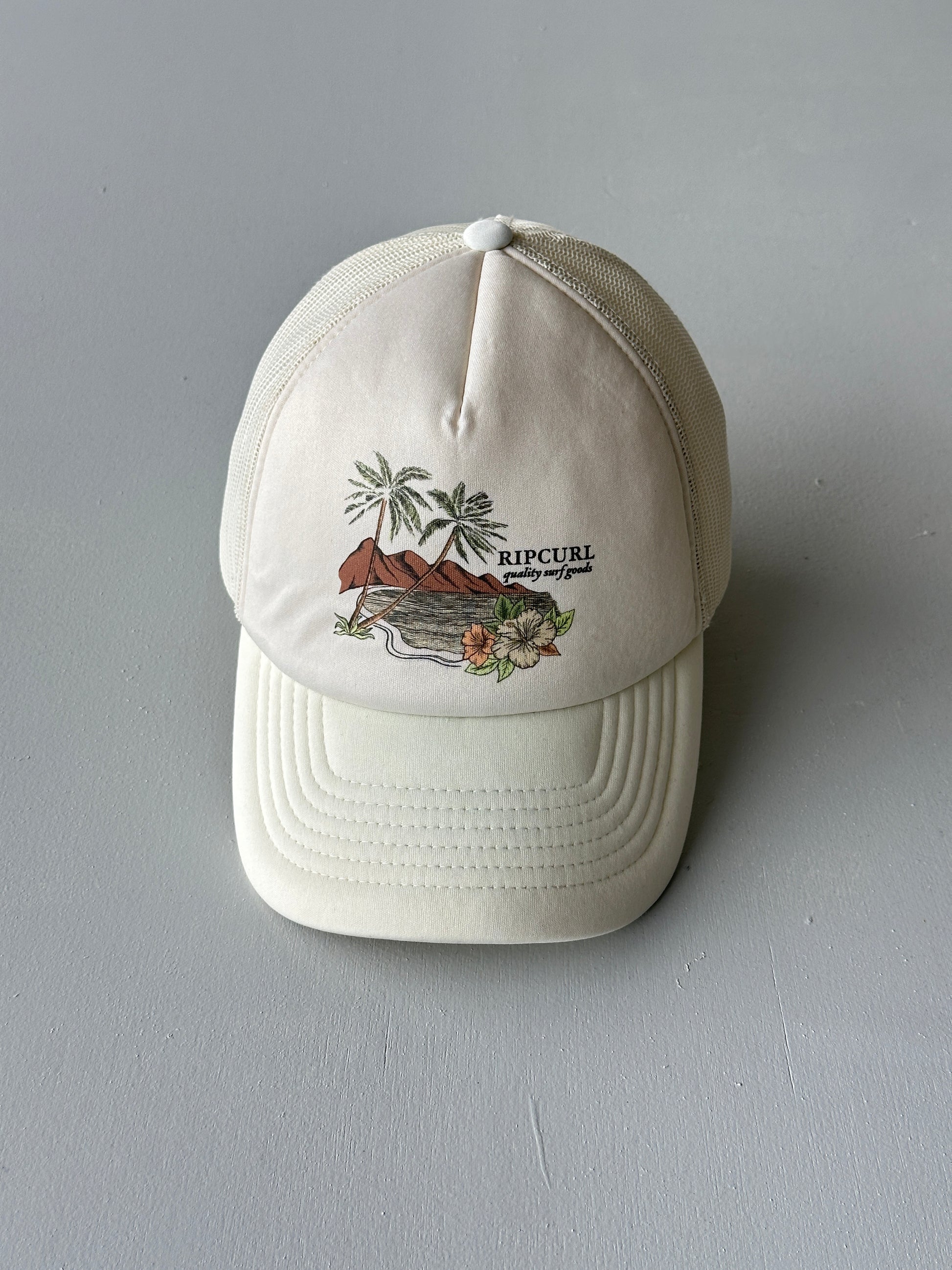 Cream Rip Curl Quality Surf Goods Vintage SnapBack Trucker Cap