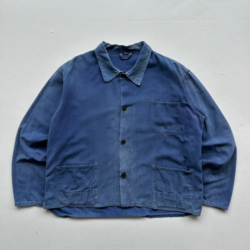 Faded Blue French Workwear 70’s Vintage Chore Jacket CH005 - XL Boxy