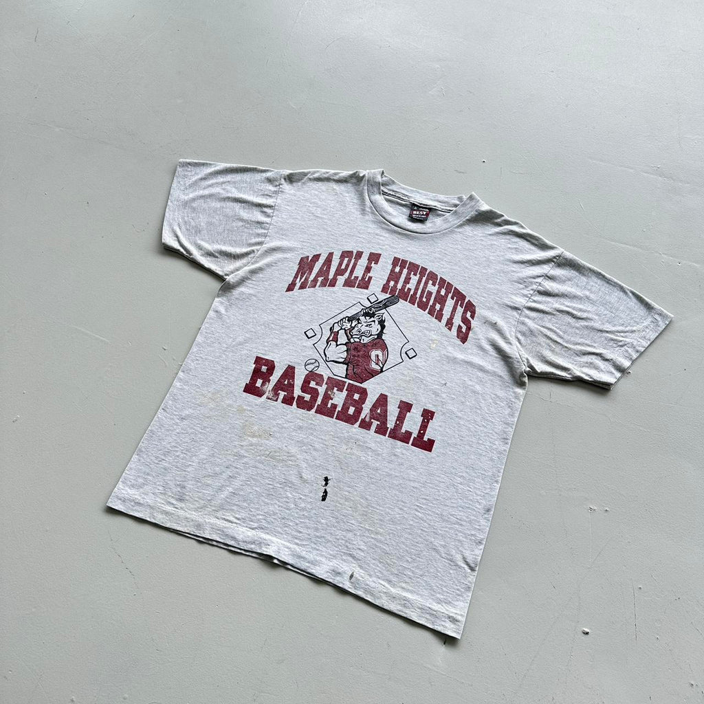 Grey Maple Heights Thrashed Baseball Vintage T-shirt - Large
