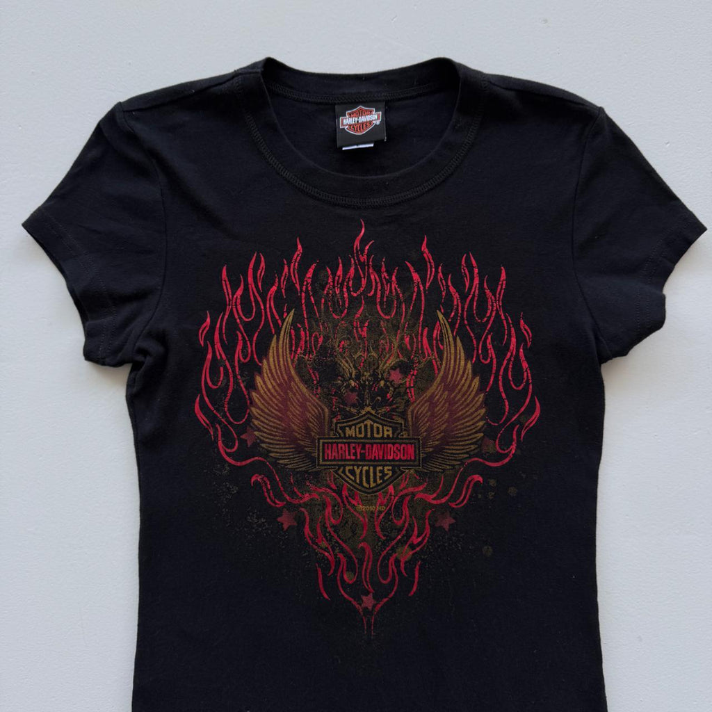 Black Harley Davidson 00's Y2K Graphic T-Shirt - Womens Large