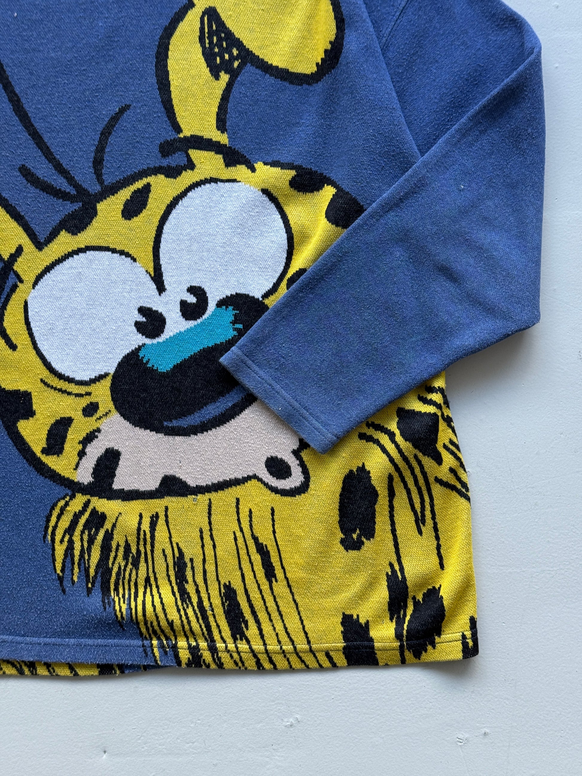 Blue Marsupilami 90's Vintage French Cartoon Knit Graphic Sweatshirt - Large