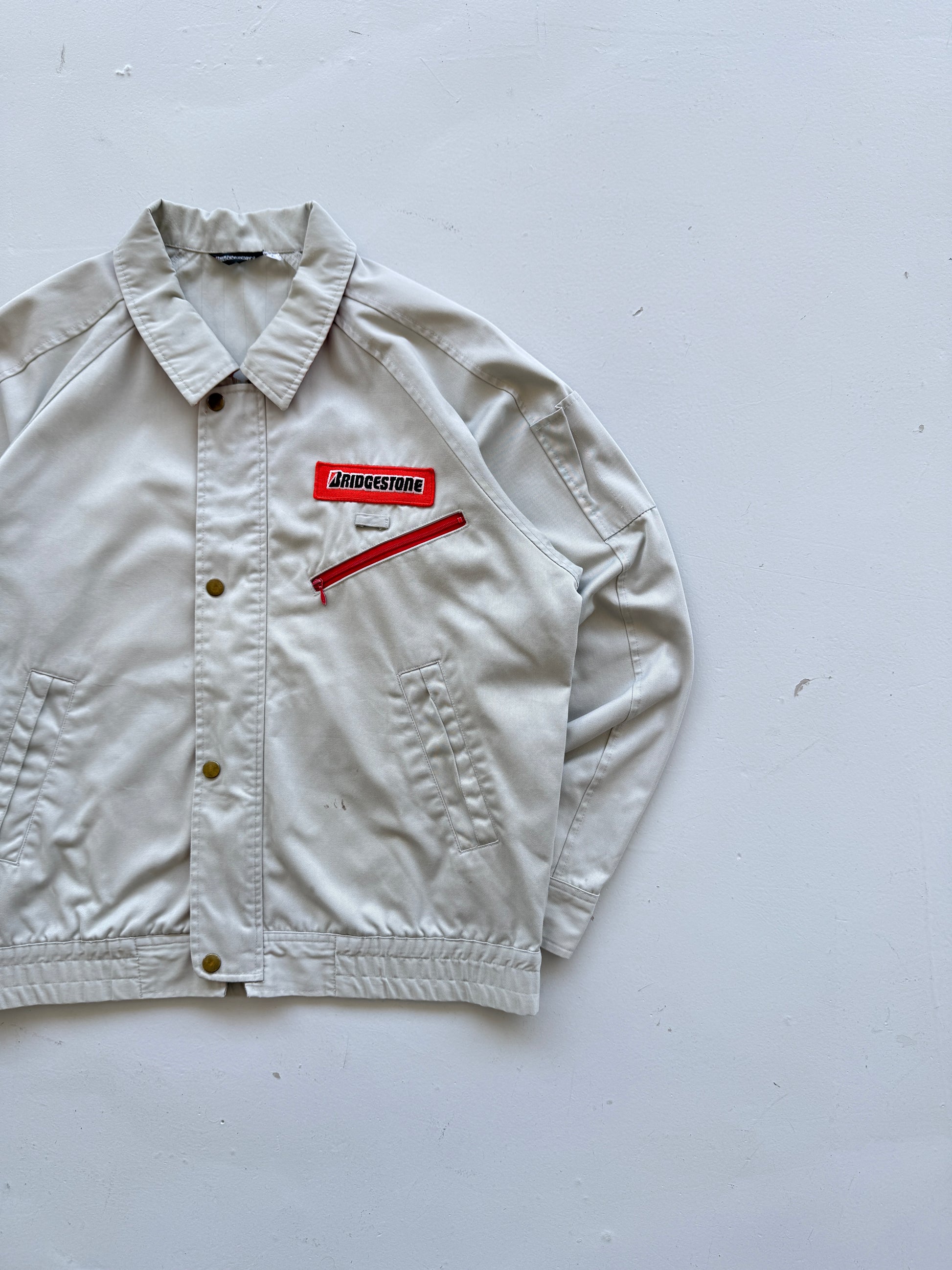 Grey Japanese Workwear 90's Vintage Bridgestone Mechanics Jacket - Medium
