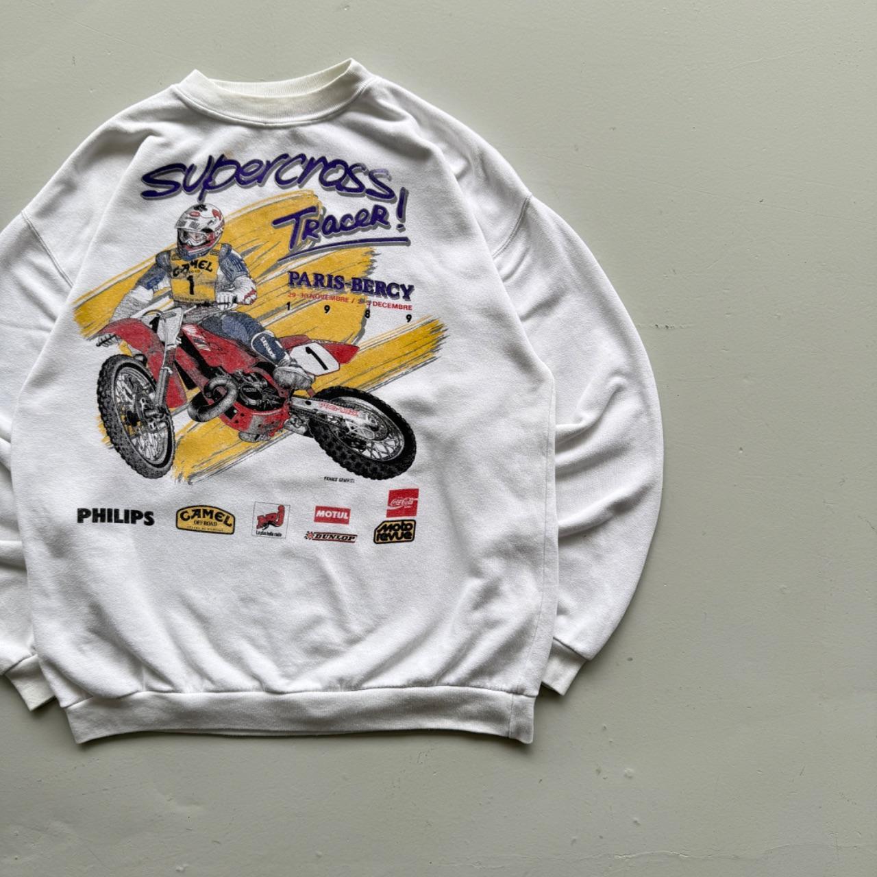 White Supercross Camel 90s Vintage Graphic Sweatershirt - Large