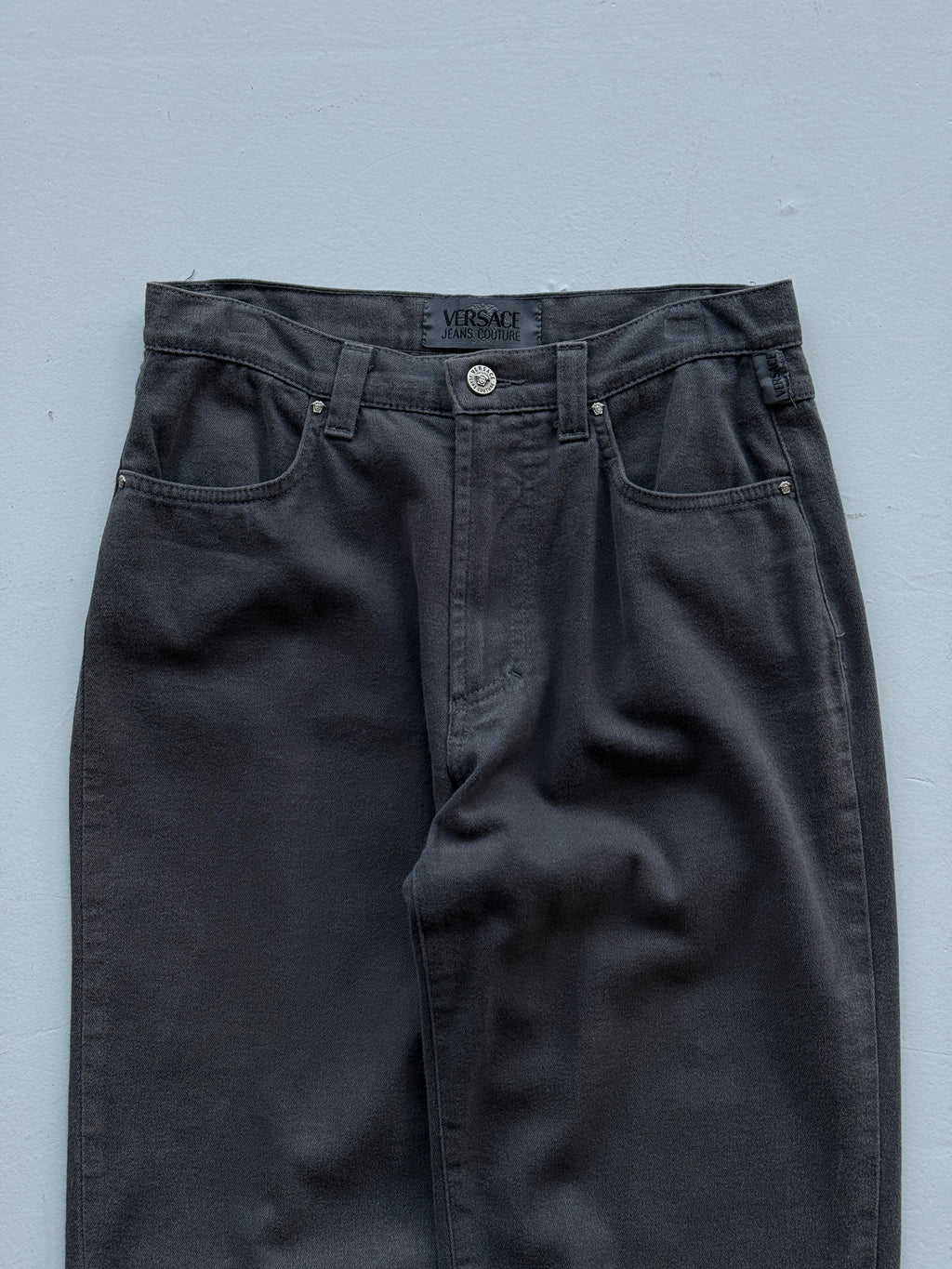 Grey Versace 90's Straight Leg Vintage Jeans - 28” x 32”