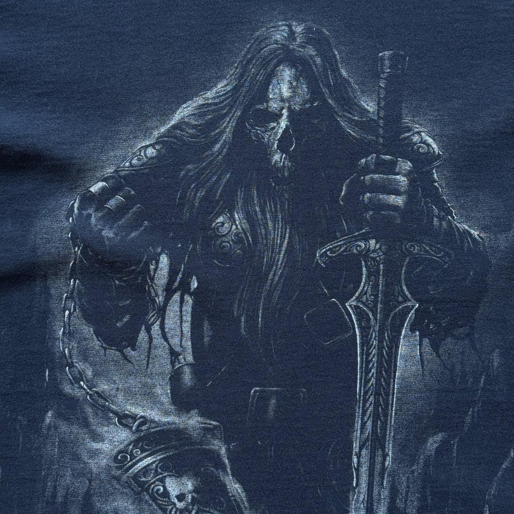 Black Gothic Reaper 90s Vintage Graphic T-Shirt - Large