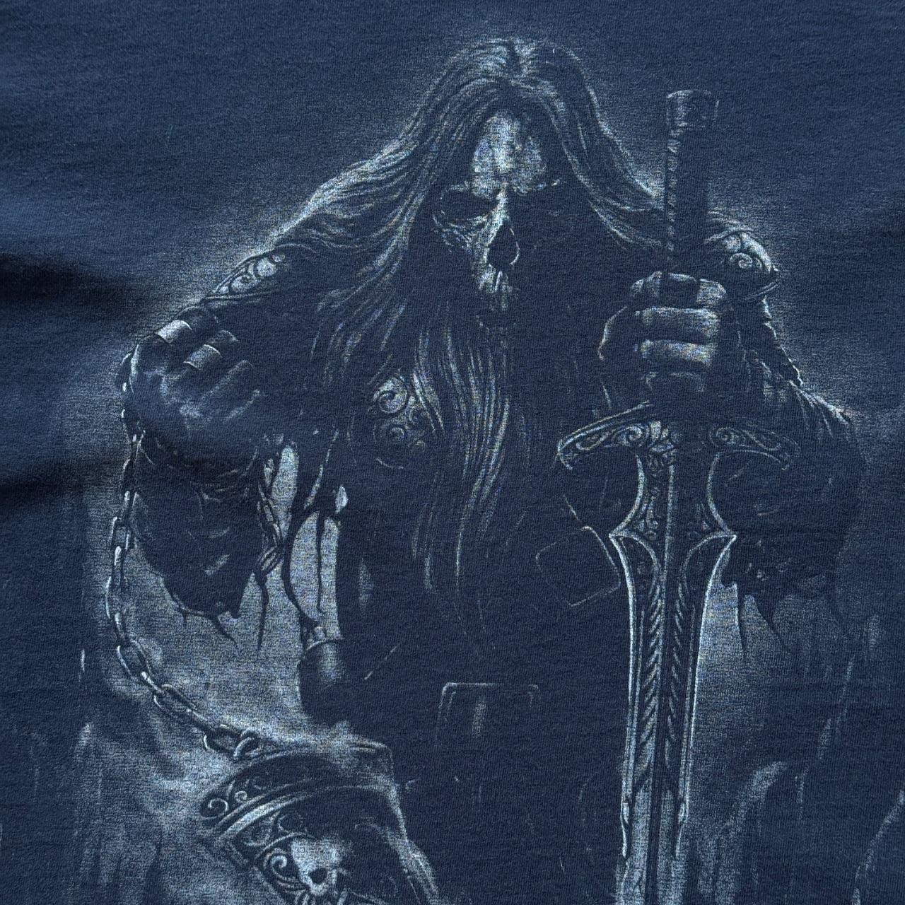 Black Gothic Reaper 90s Vintage Graphic T-Shirt - Large