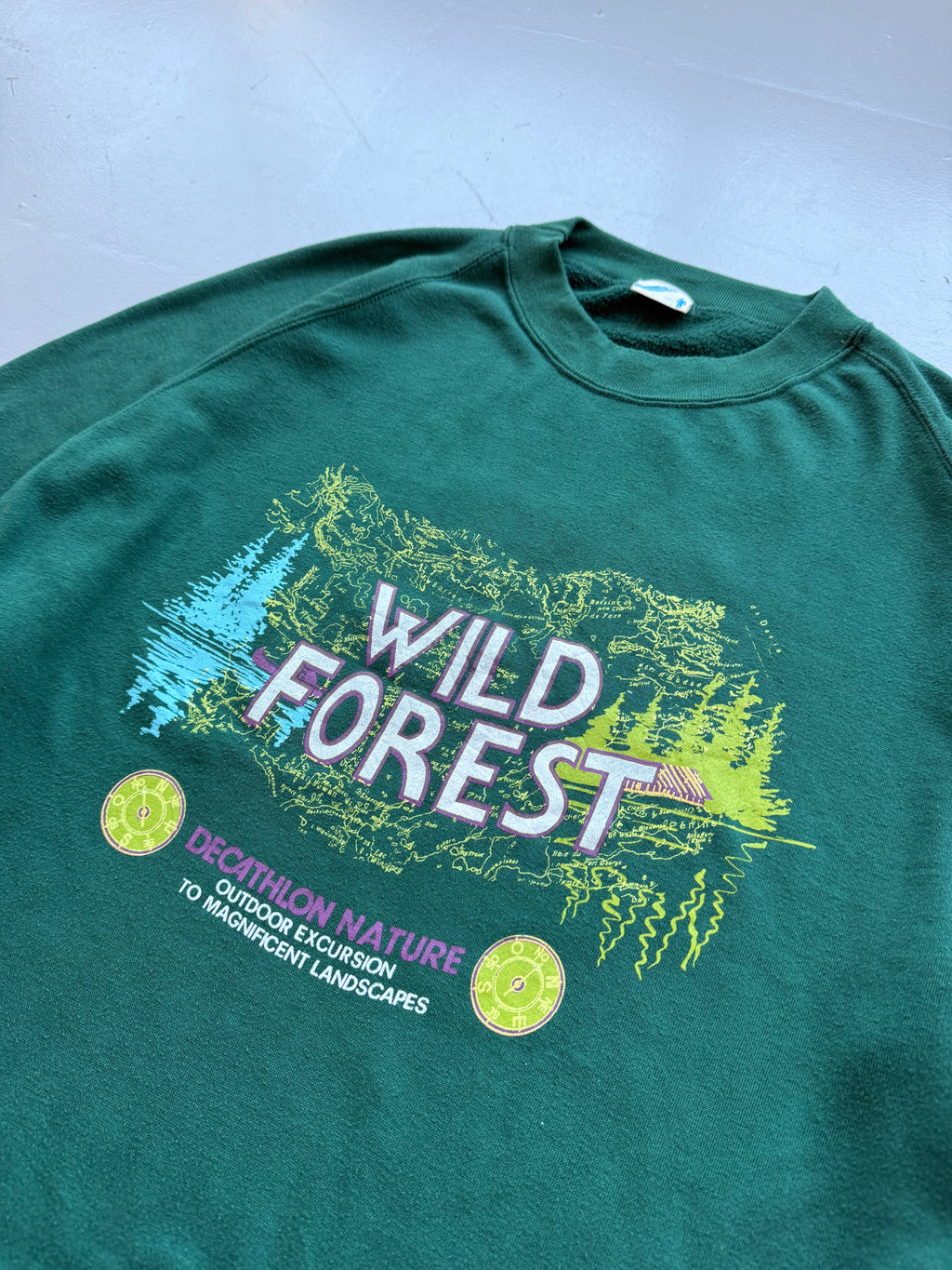 Green Decathlon 90's Vintage Graphic Sweatshirt Jumper - Large