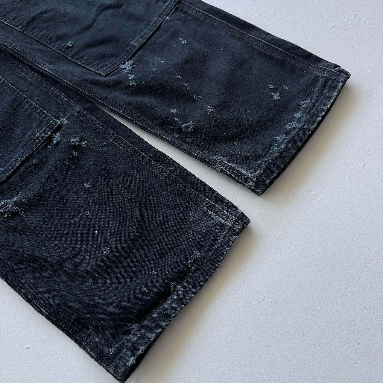 Carhartt Black Canvas Vintage Thrashed Heavily Worn Double Knee Pants - 30 x 30