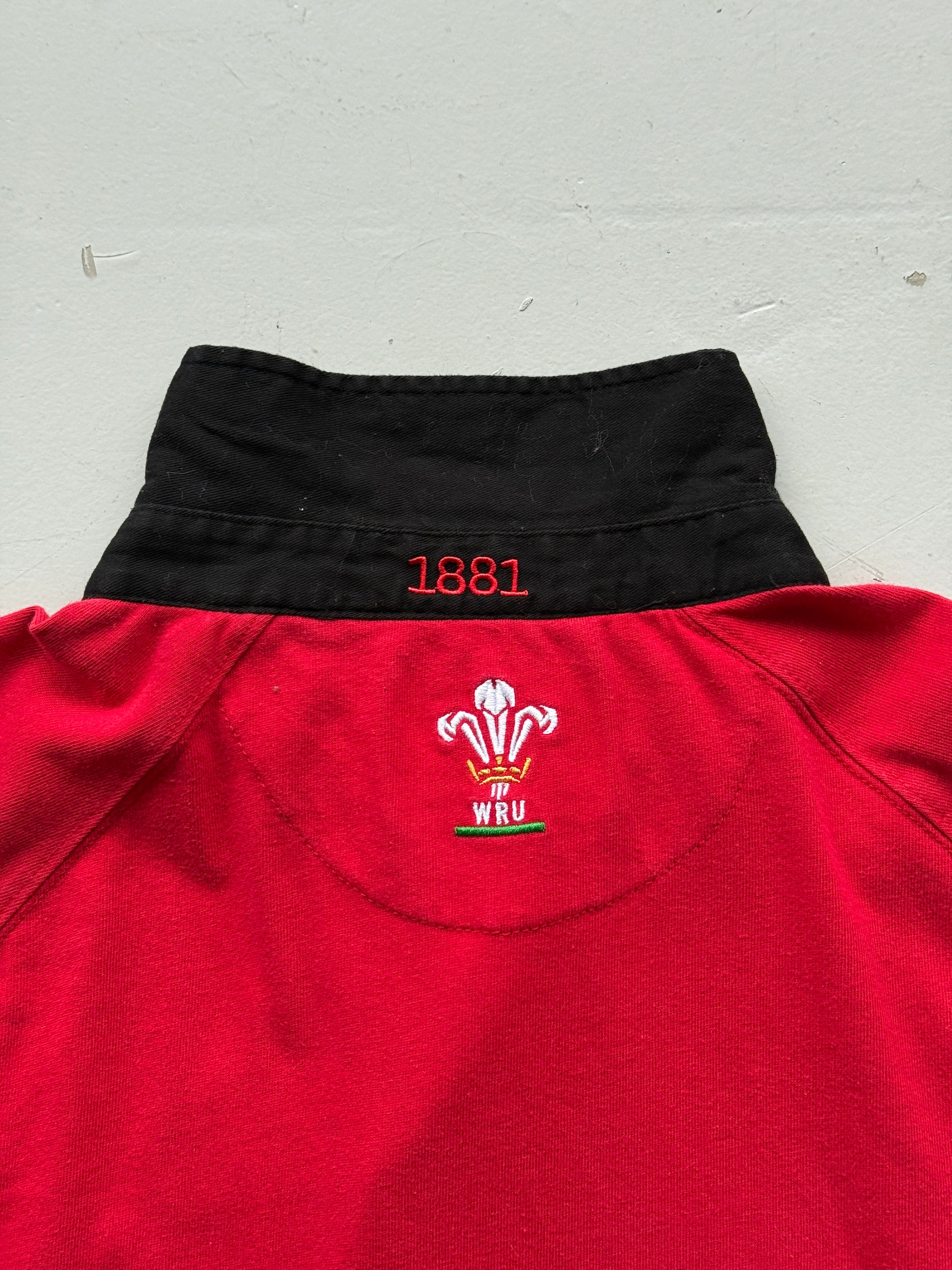 Red Official Wales 00's Vintage Long Sleeve Rugby Union Polo - XL
