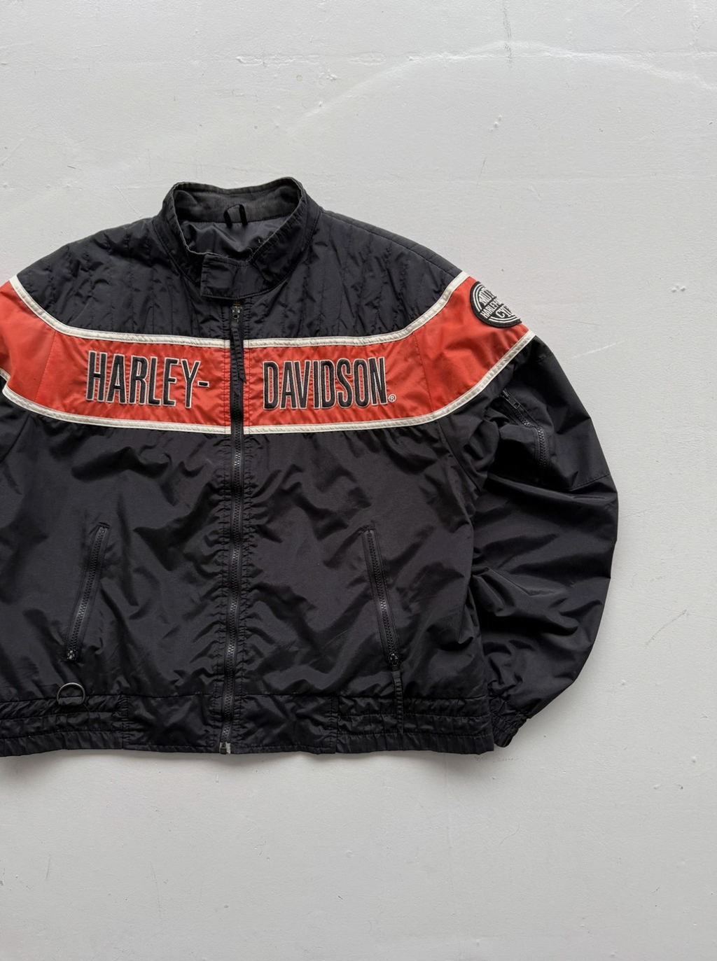 Black Harley Davidson 00's Vintage Made in USA Biker Jacket - Large