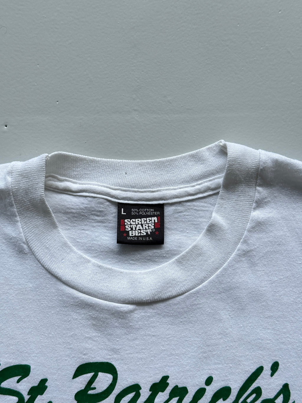 White Saint Patricks 90's Vintage Single Stitch Graphic T-Shirt - Small