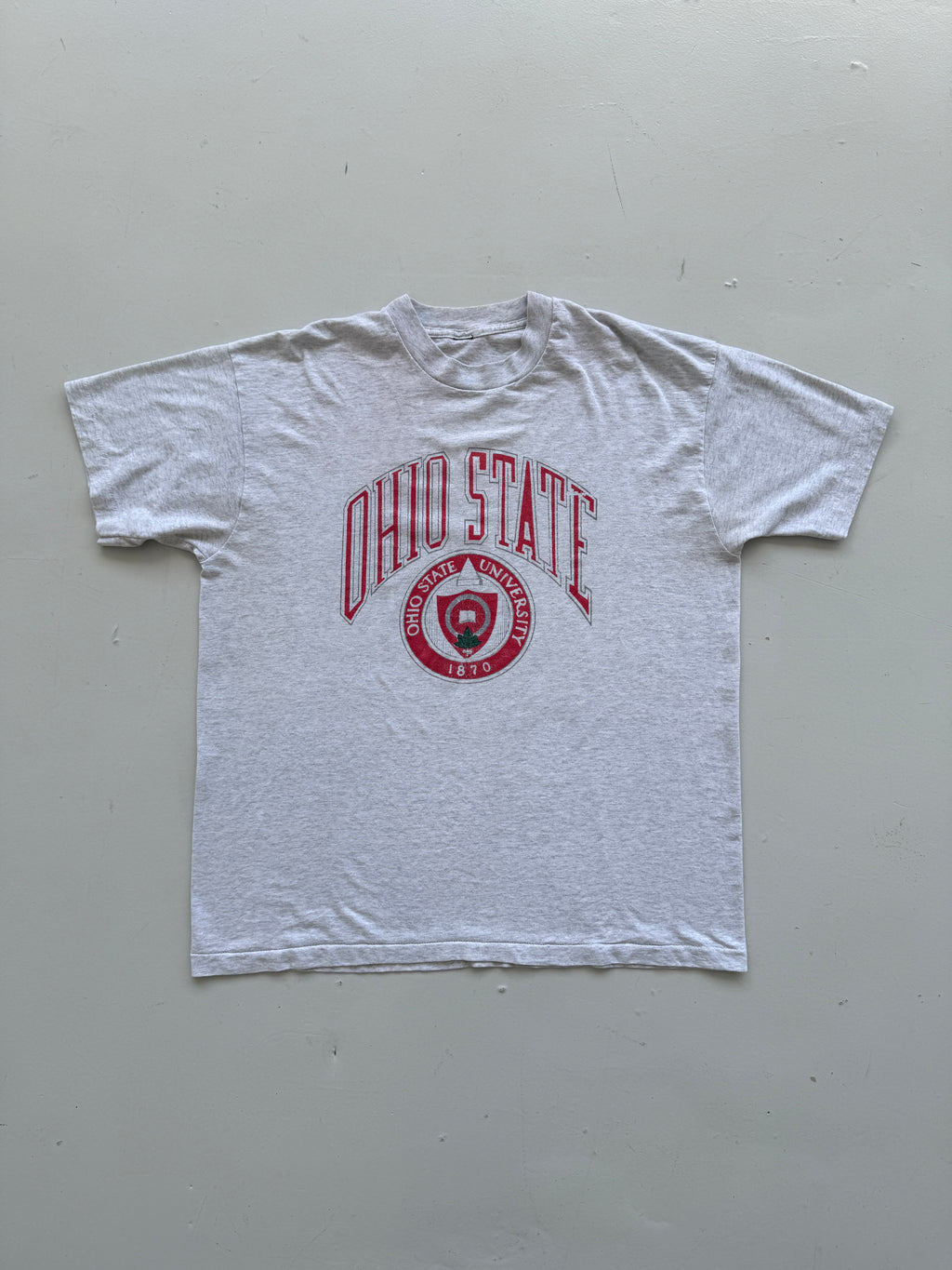 Grey Ohio State 90's Vintage Collage Graphic Single Stitch T-Shirt - XL