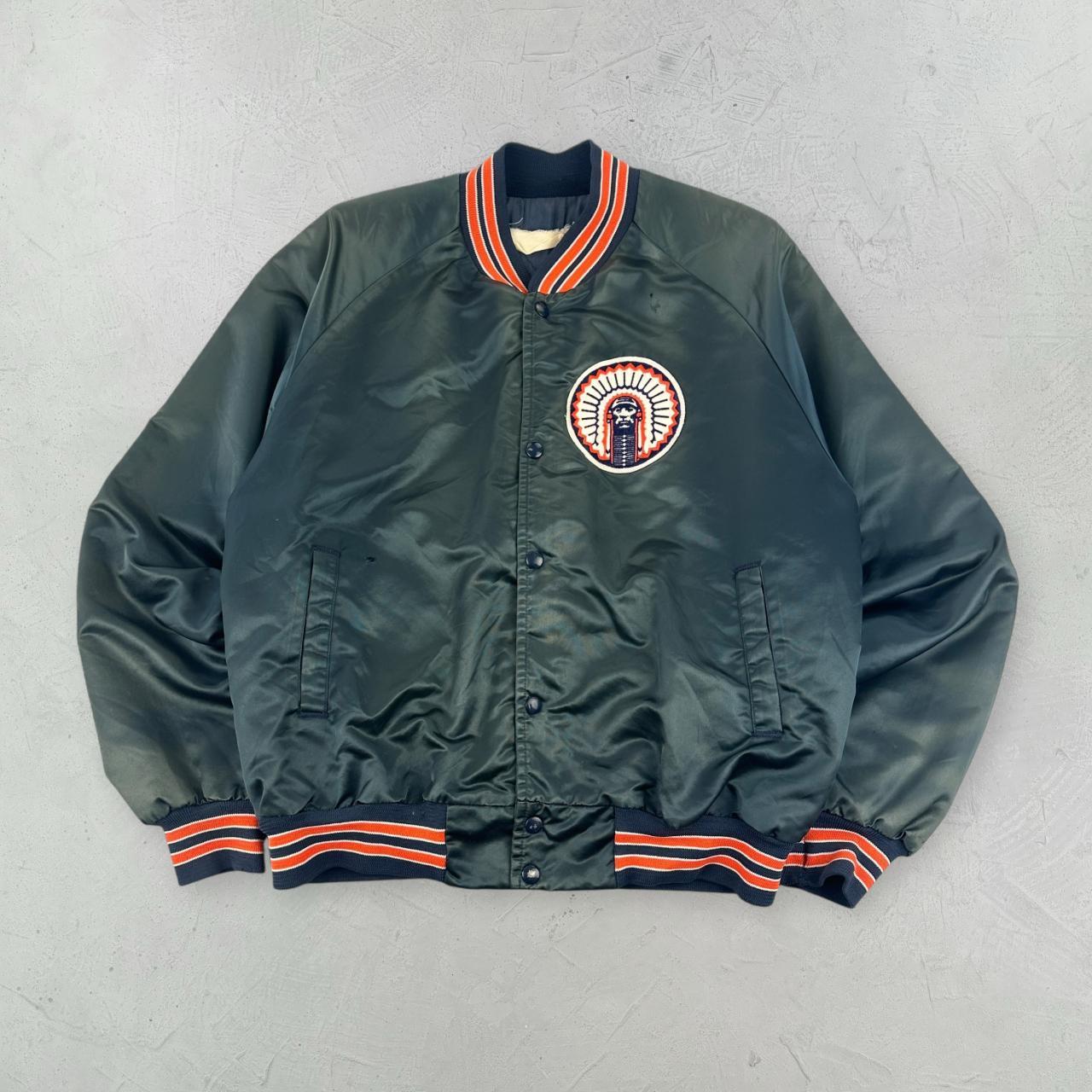 ILLINI 80s USA Navy Grey University Varsity Jacket - Medium