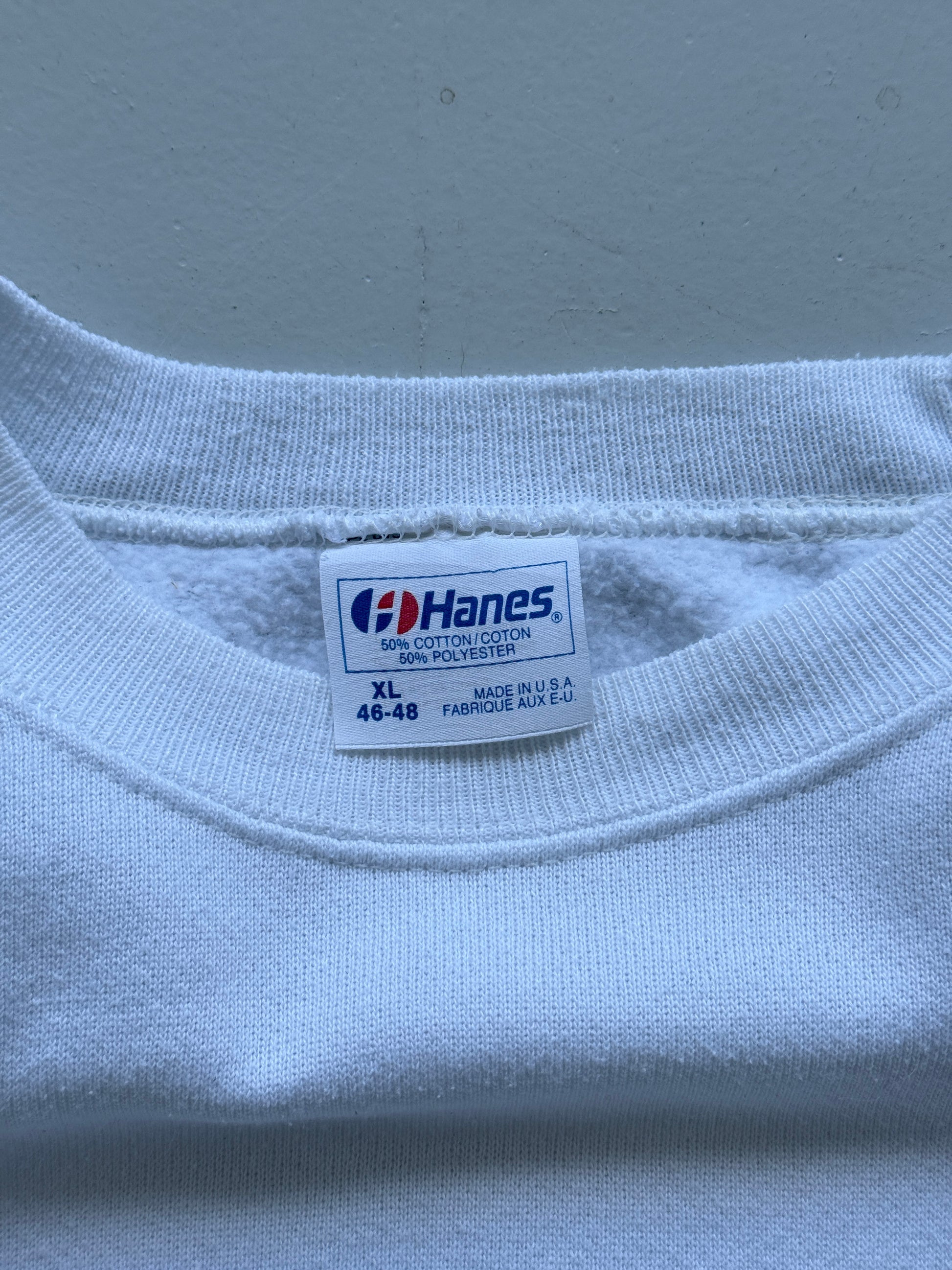 White 00's Vintage Funny Slogan Graphic Sweatshirt Jumper - Large