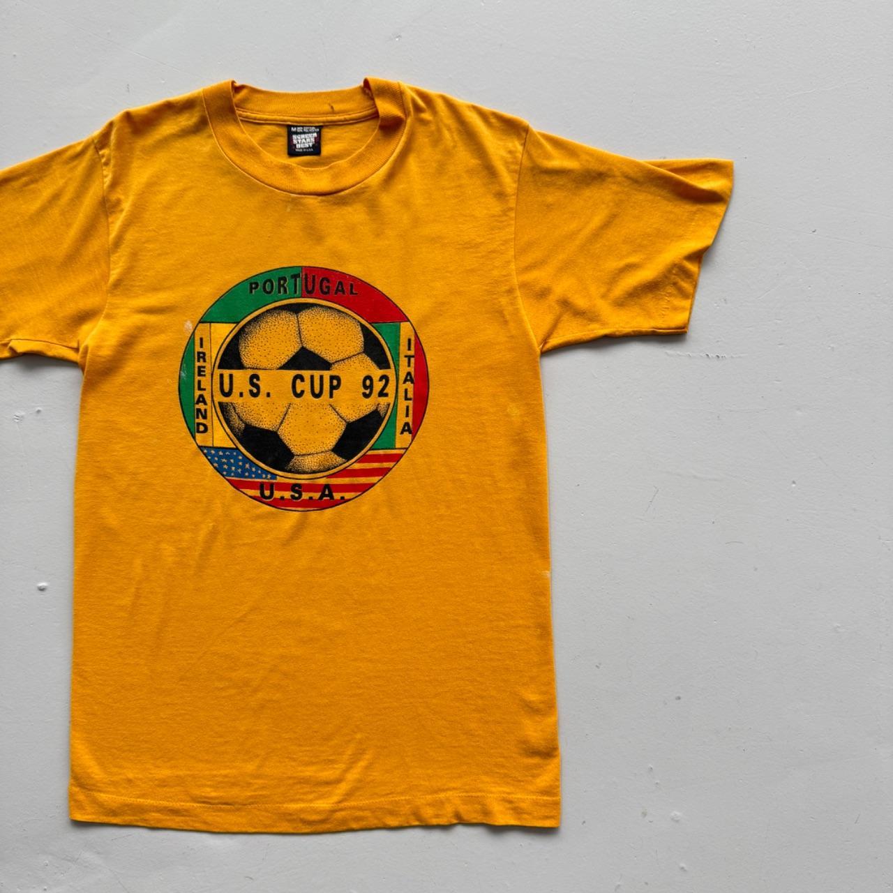 Yellow US Cup 90s Vintage Graphic Football T-Shirt - Small