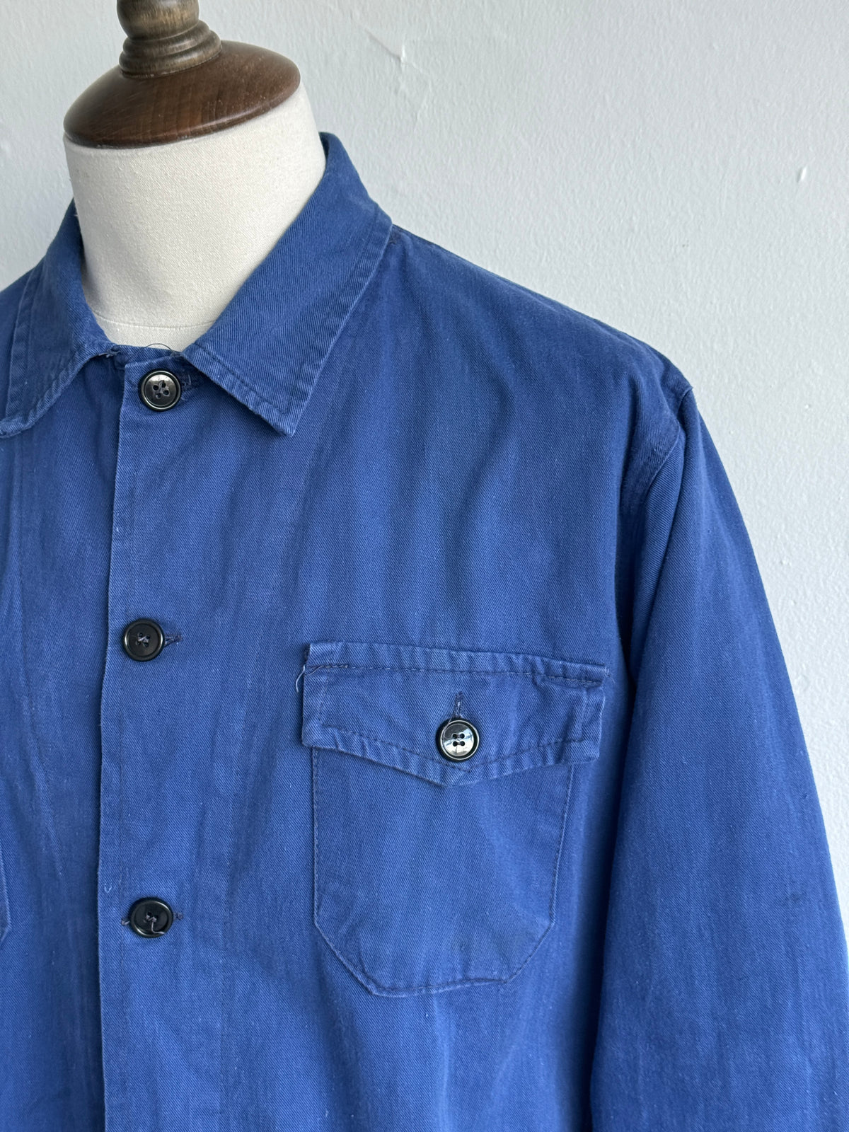 Blue French 1950s/60s Vintage Workwear Chore Jacket CH501 - Large