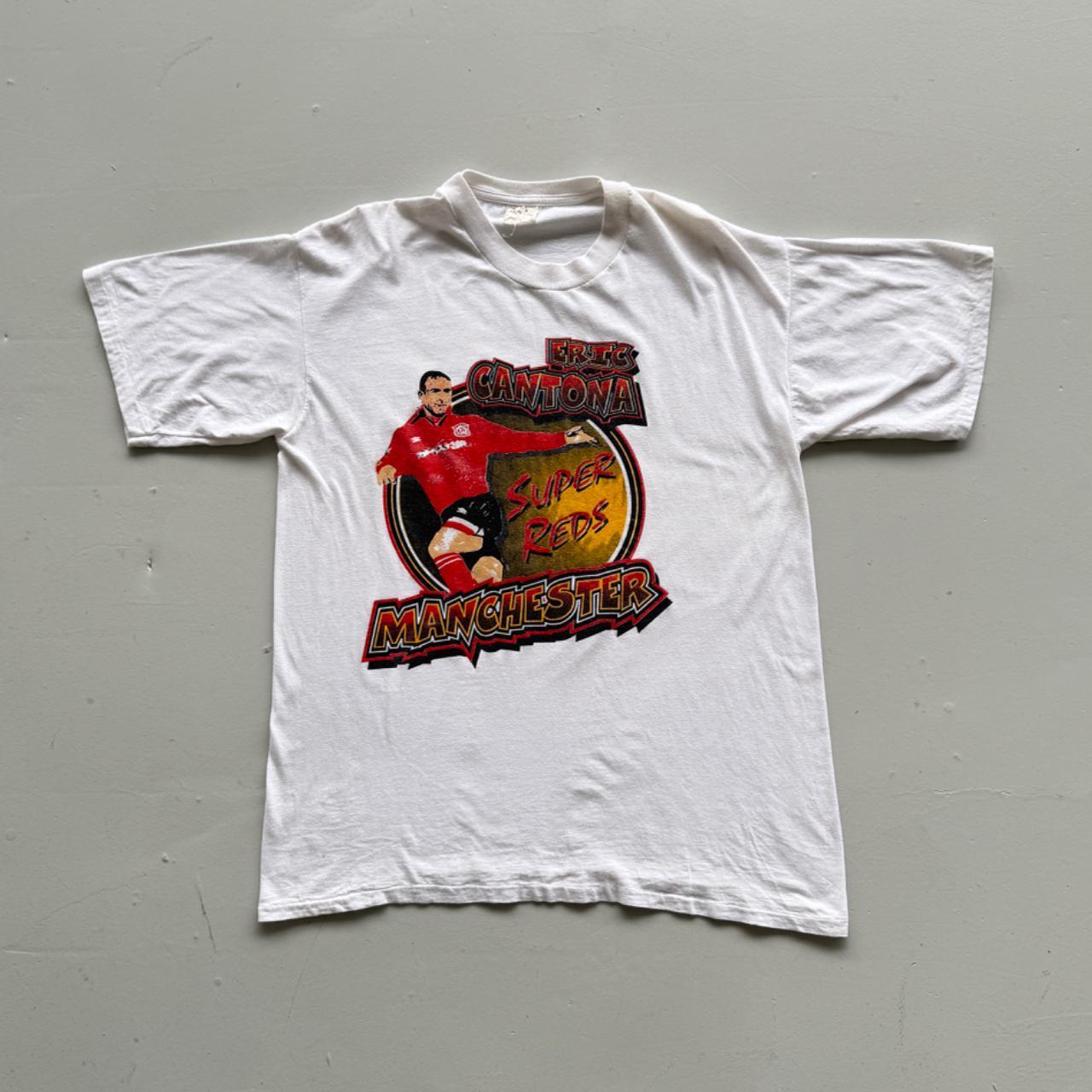 White Eric Cantona 90s Vintage Manchester United T-Shirt - XL