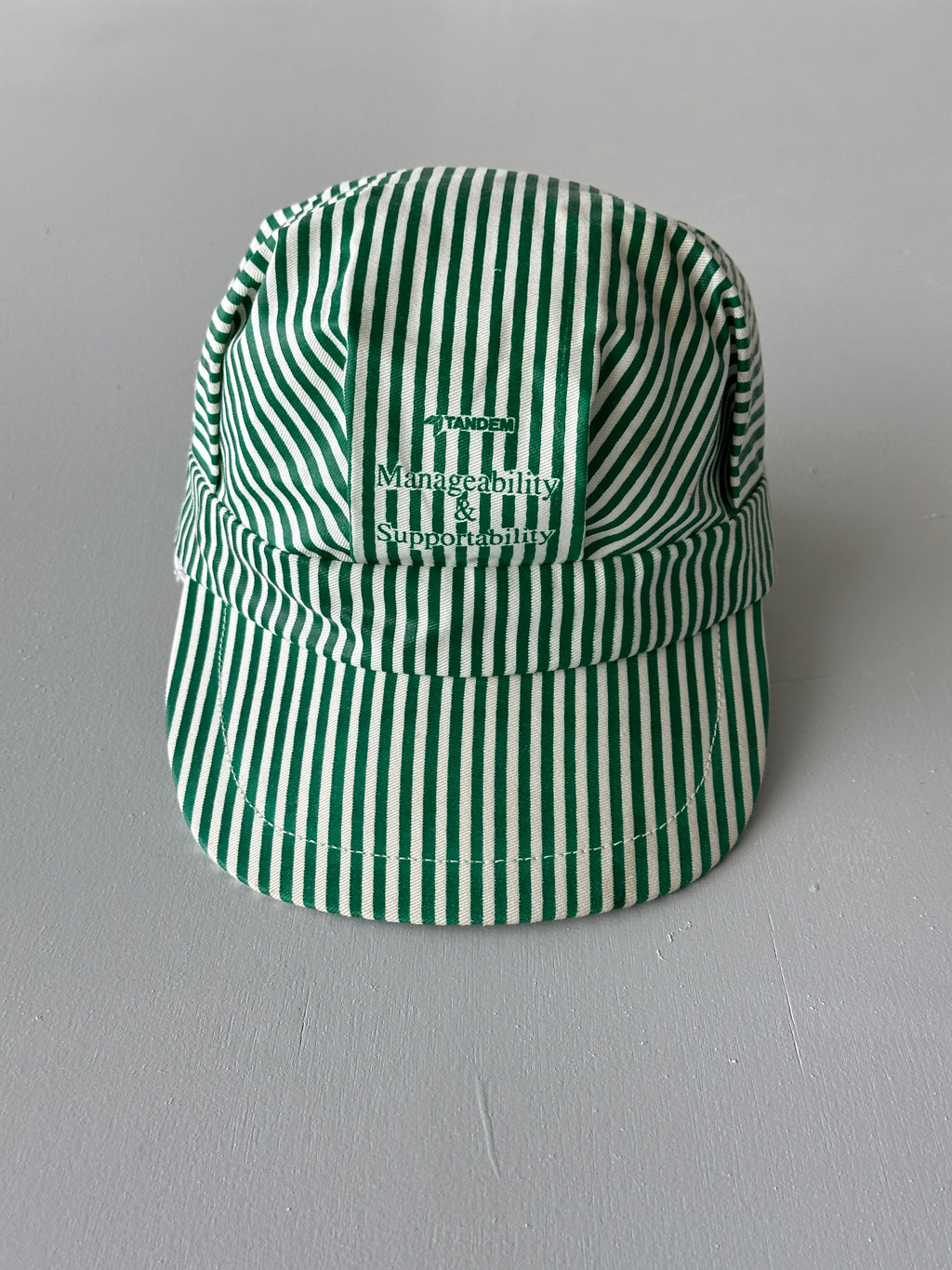 Green & White Tandem Striped 90's Vintage SnapBack Trucker Cap