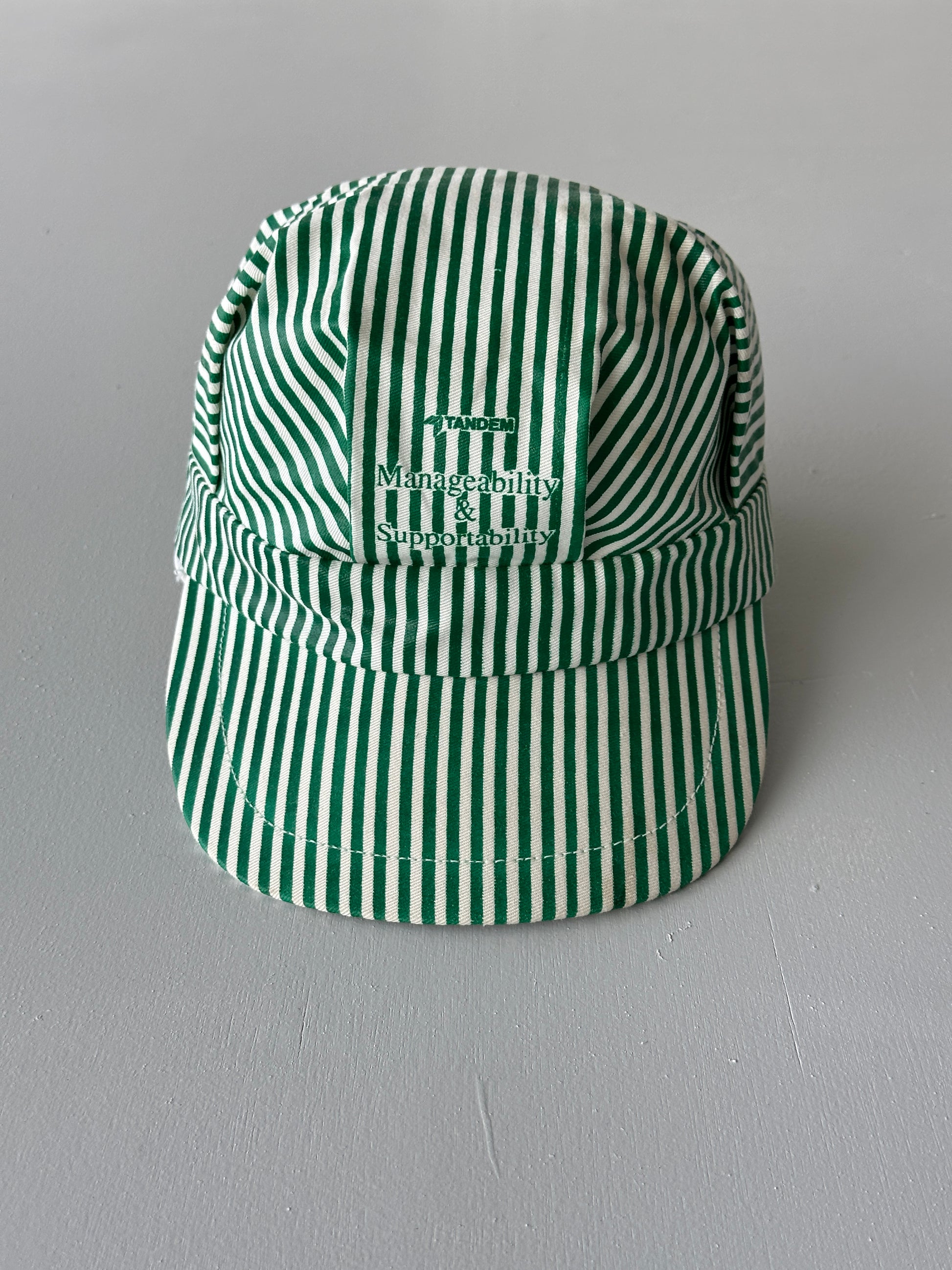 Green & White Tandem Striped 90's Vintage SnapBack Trucker Cap