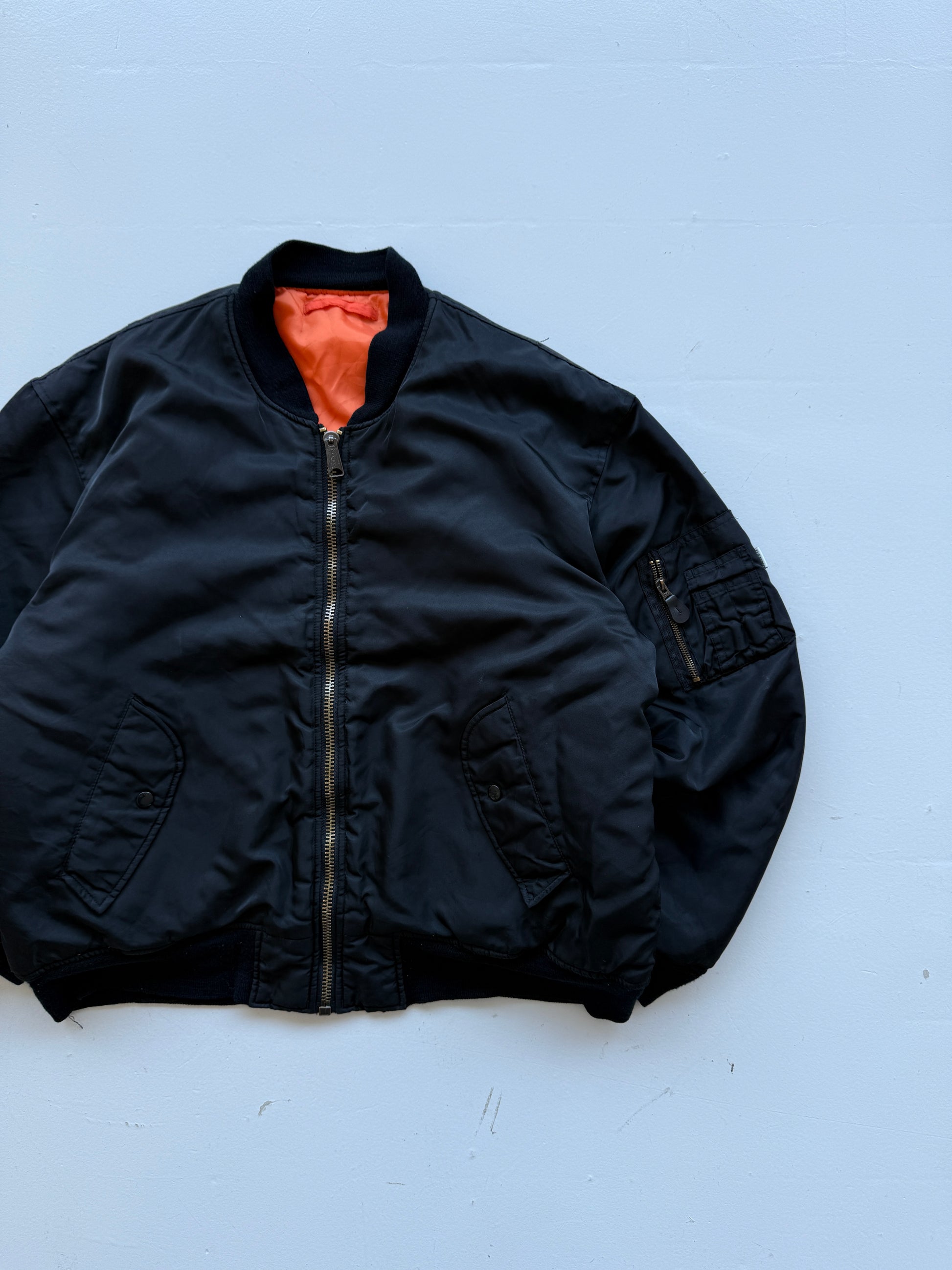 Black Reversible 90's Vintage Bomber Jacket - XL