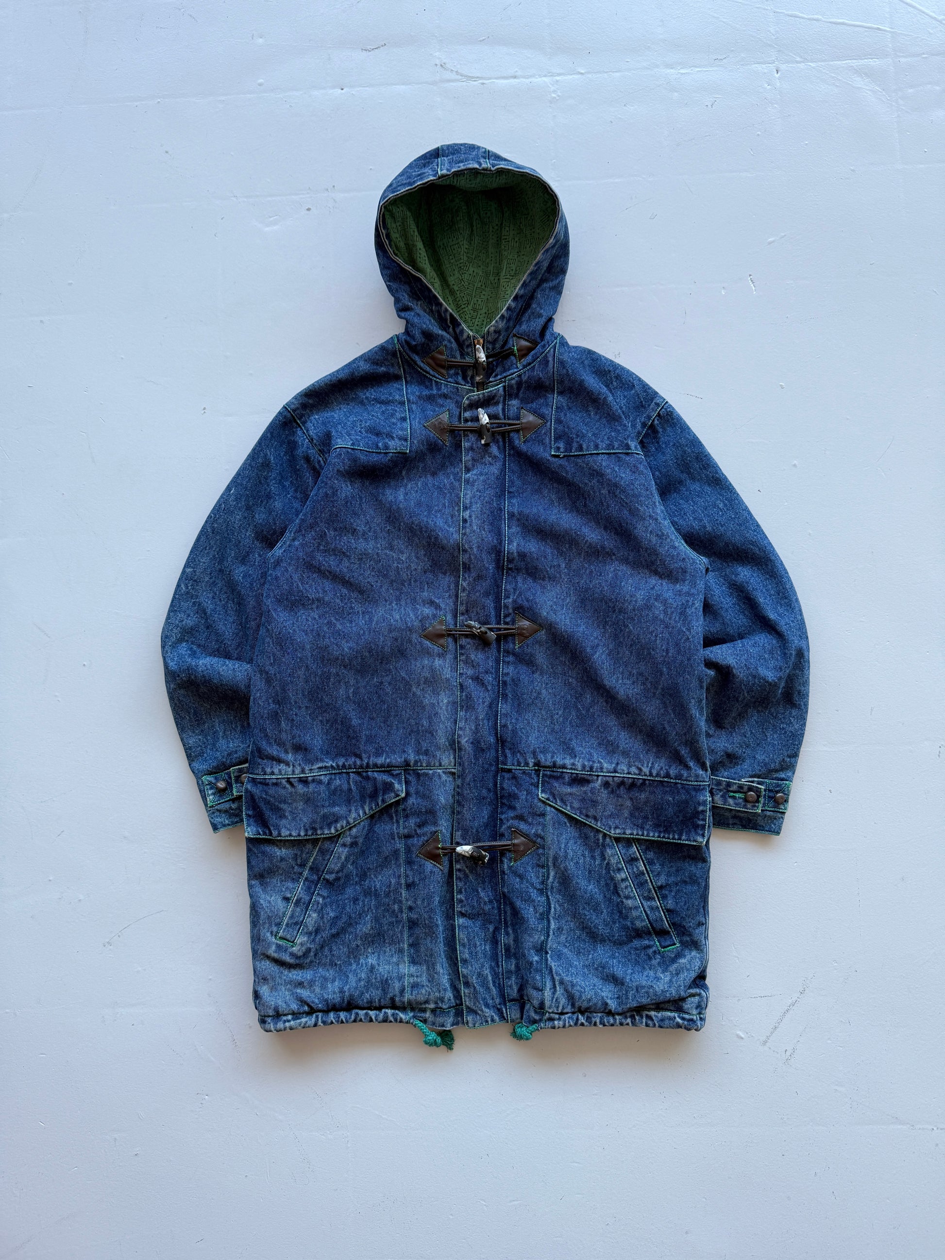 Blue Wrangler 90's Vintage Denim Parka Jacket - Medium