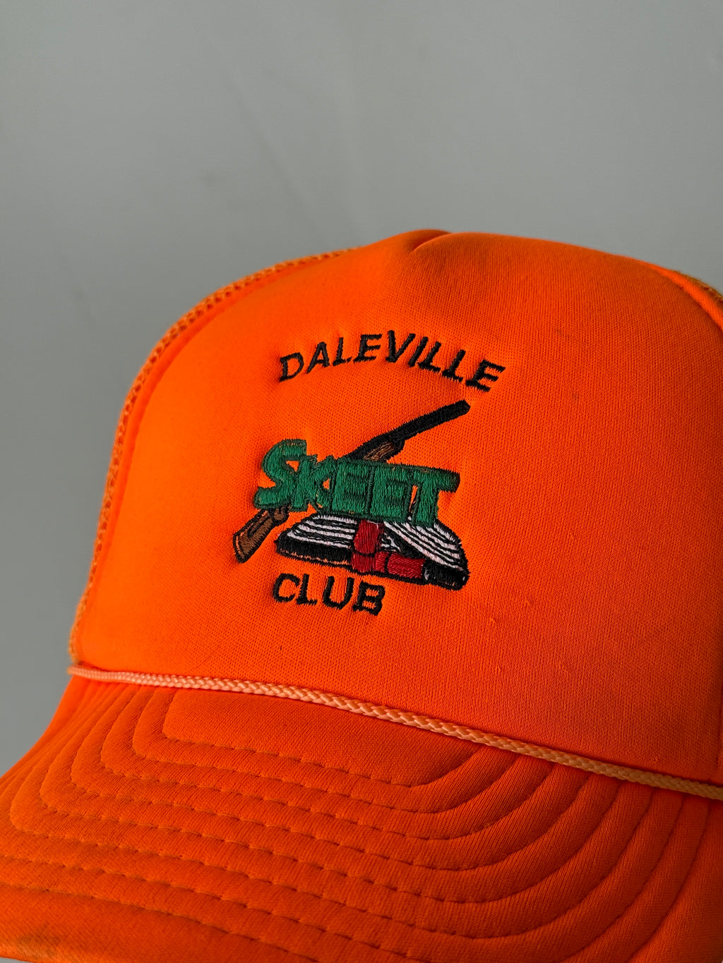 Neon Orange Daleville Skeet Club Vintage Foam and Mesh SnapBack Trucker Cap