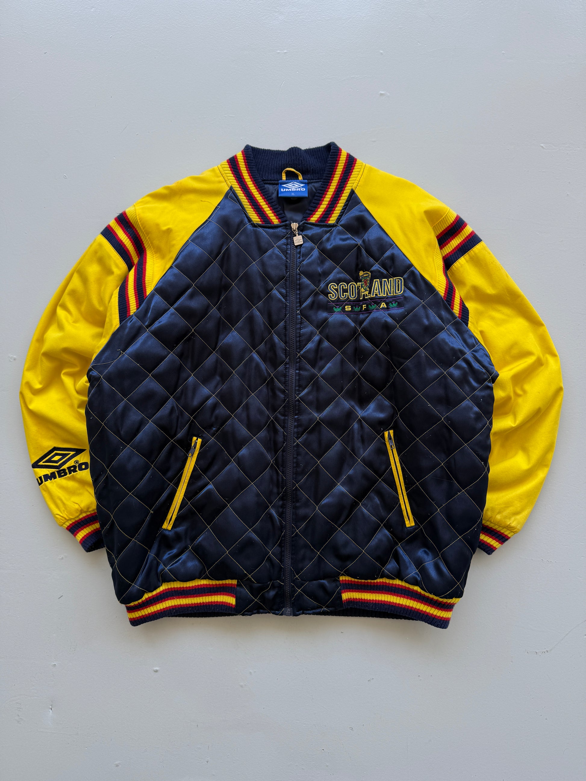 Umbro Scotland SFA 90's Vintage Quilted Bomber Jacket - XL
