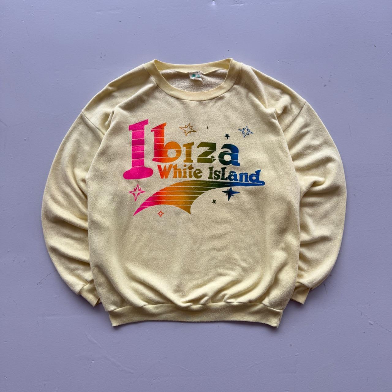 Faded Yellow Ibiza 'White Island' 90’s Vintage Graphic Sweatshirt - Small