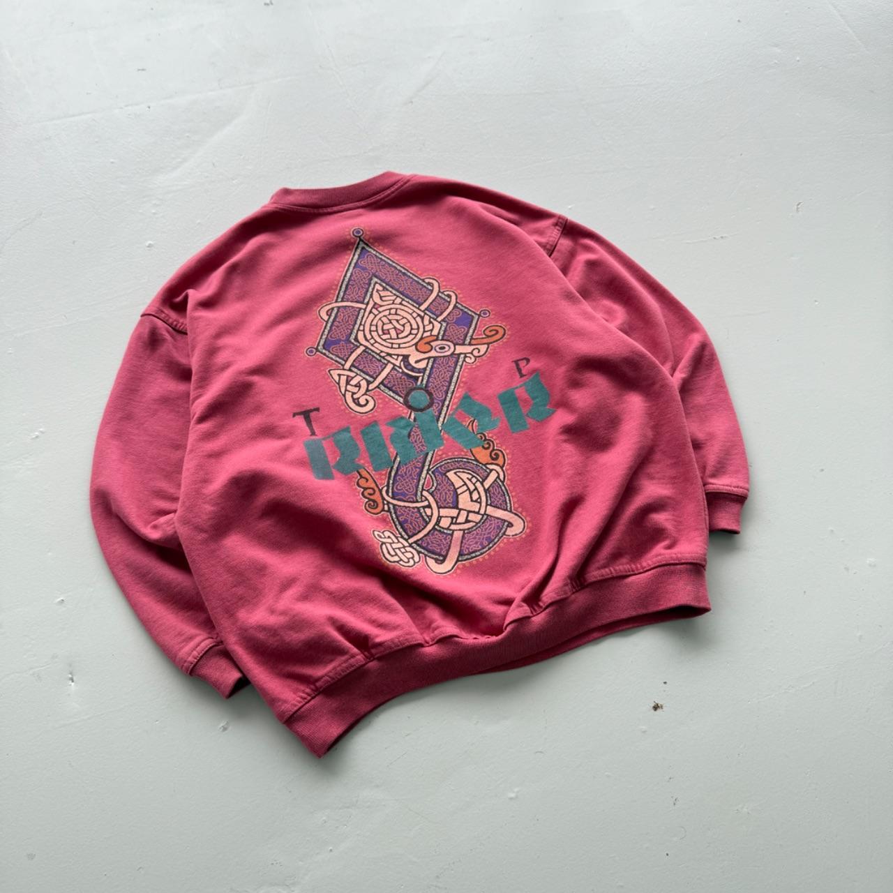 Pink Top Rider 80’s Vintage Tribal Graphic Surf Sweatshirt - Large