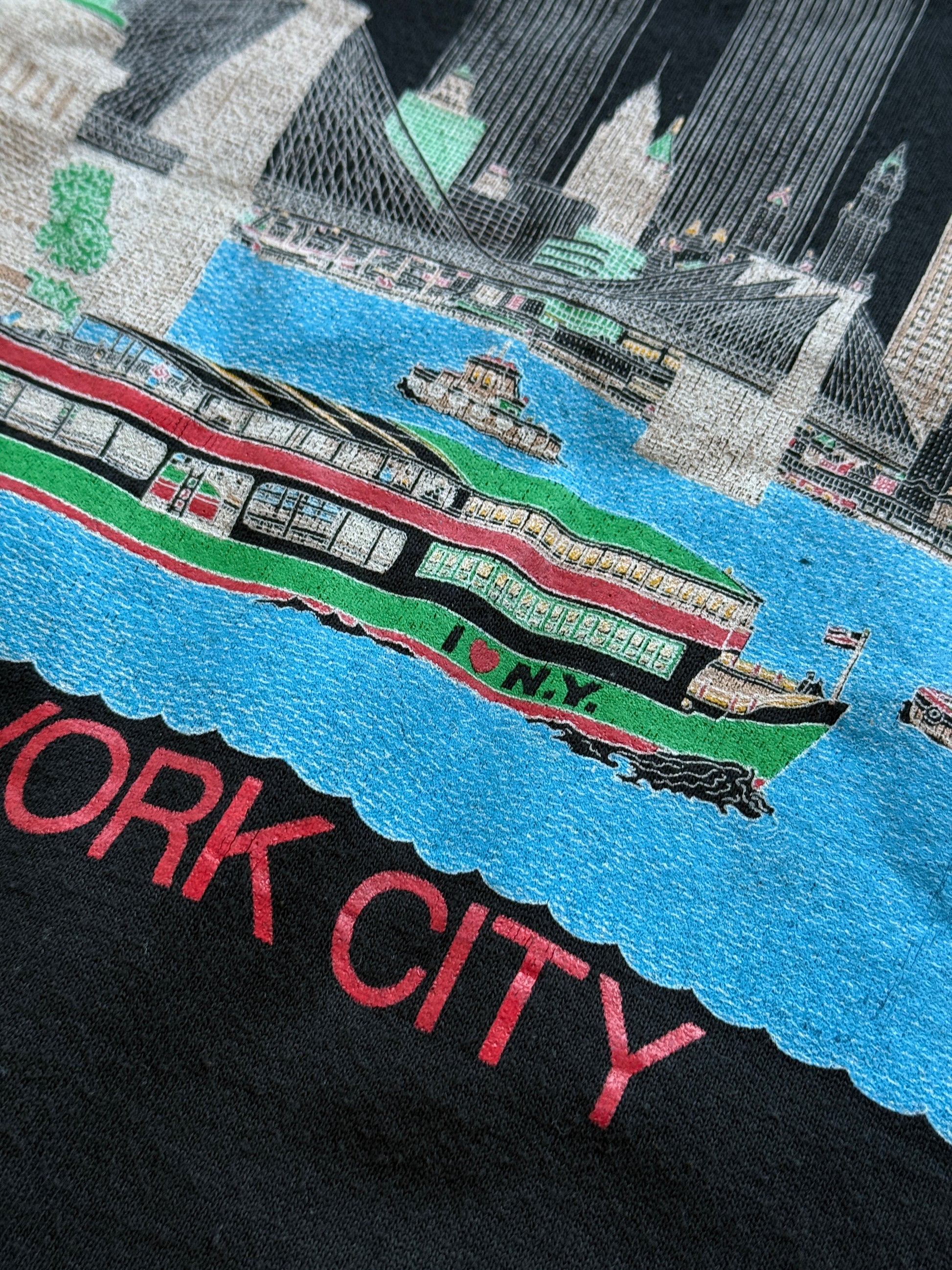 Black New York 90's Vintage Graphic Tourist Sweatshirt Jumper - Medium