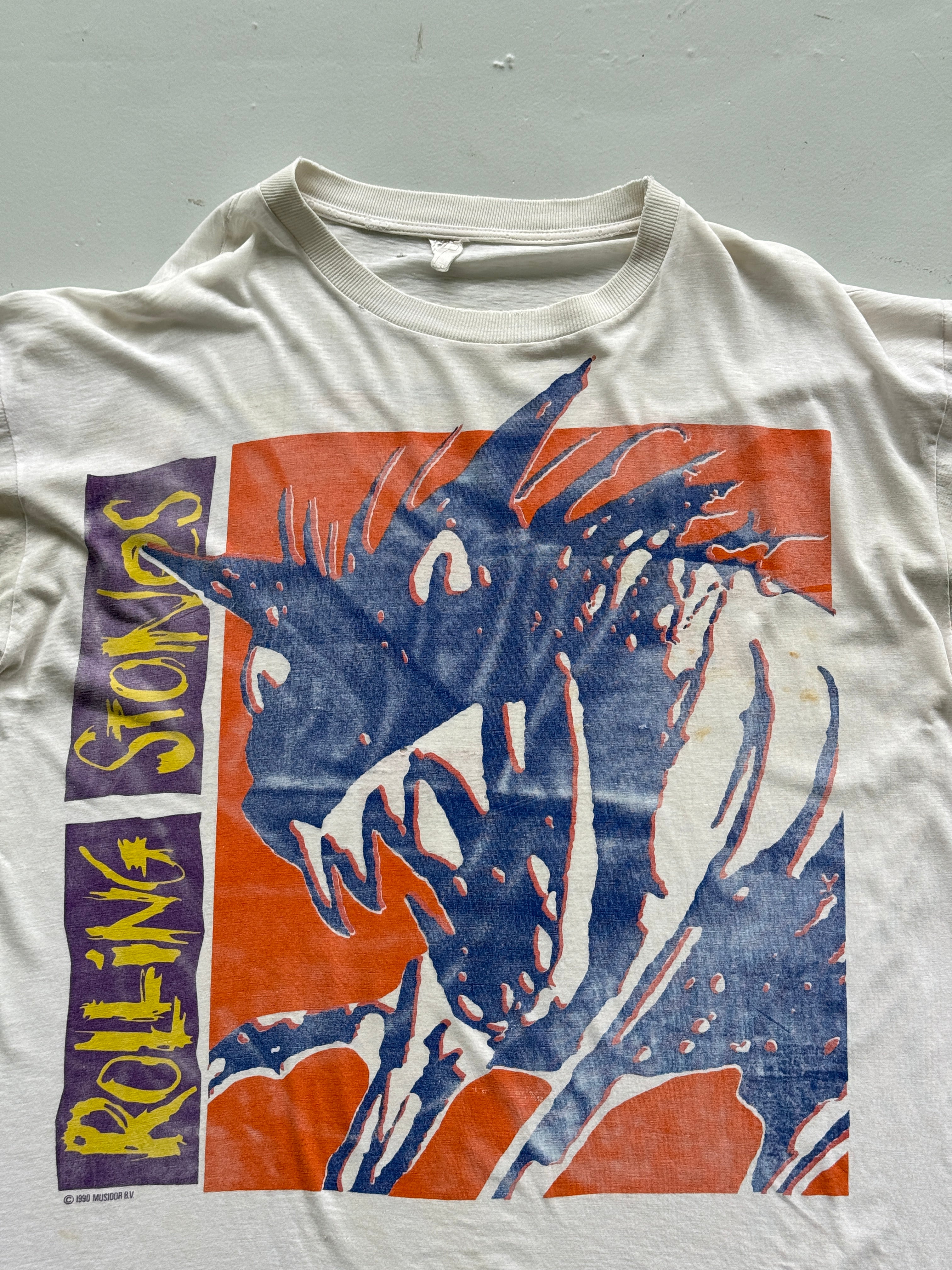 White Rolling Stone 90's Vintage Thrashed Graphic T-Shirt - XL